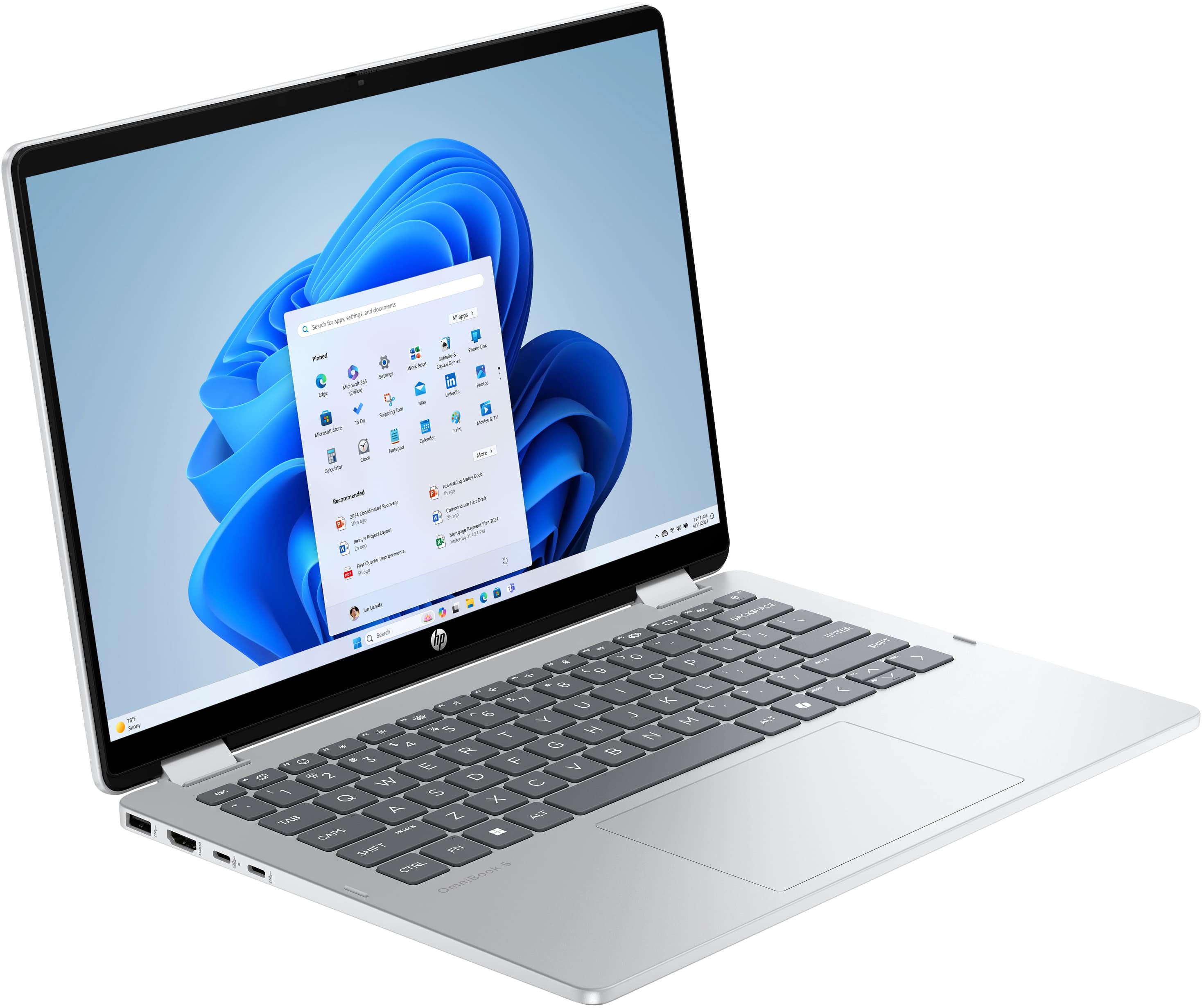 HP Notebook OmniBook 5 Flip 14-fp0152ng, Hybrid (2-in-1), 35,6 cm (14"), Touchscreen, 2K, Silber