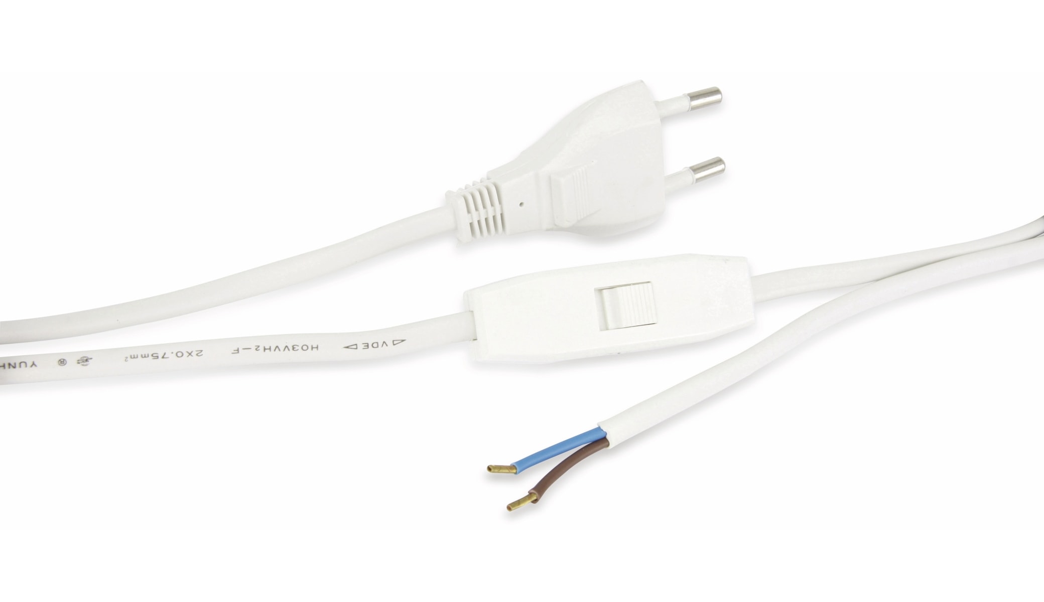 GOOBAY Euro-Netzkabel mit Schnur-Zwischenschalter, weiß