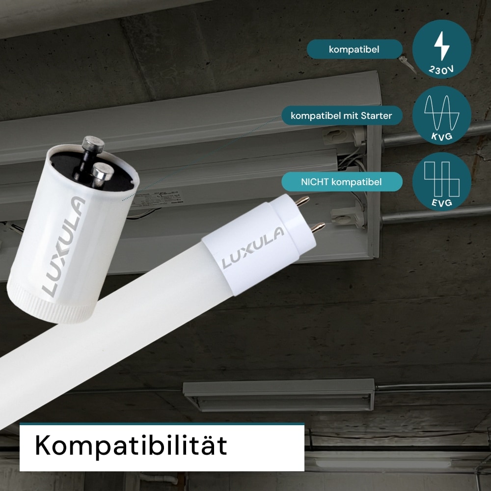 LUXULA LED-Röhre 2160lm LX100820, T8, 4000K, 120lm/W, 18W, mit Brücke