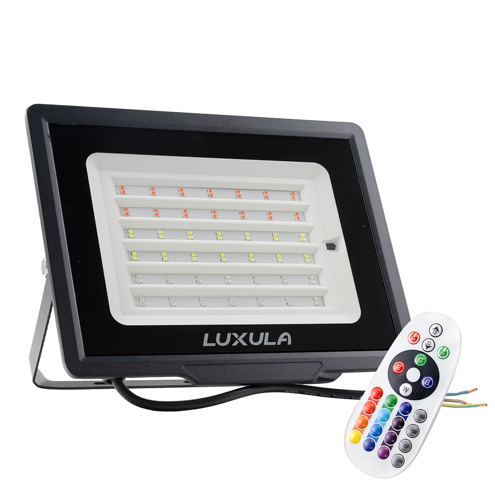 LUXULA RGB LED-Fluter LX400184, 100W, IP65, schwarz, mit Fernbedienung