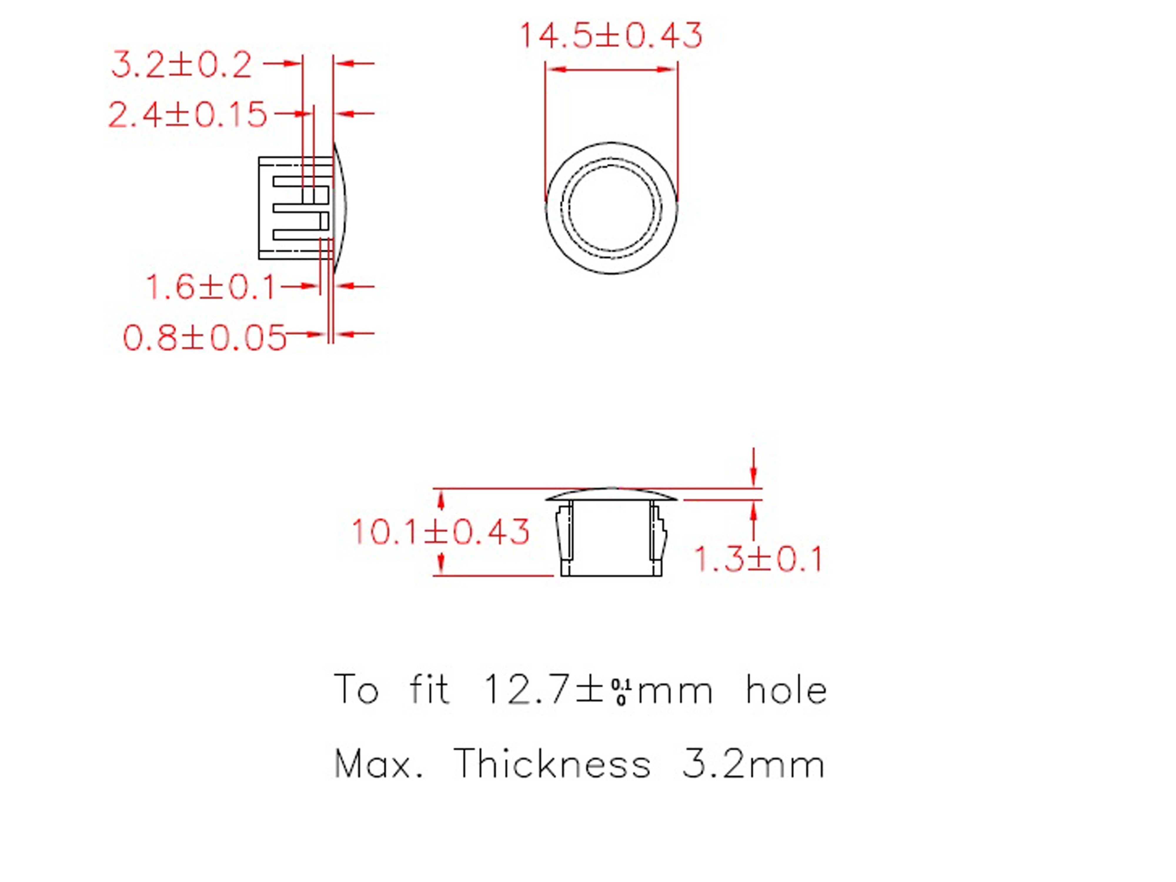 KSS Lochabdeckung Polyamid 6.6, schwarz, für Loch 12,7, Abdeckung-Ø 14,5, 1 Stück