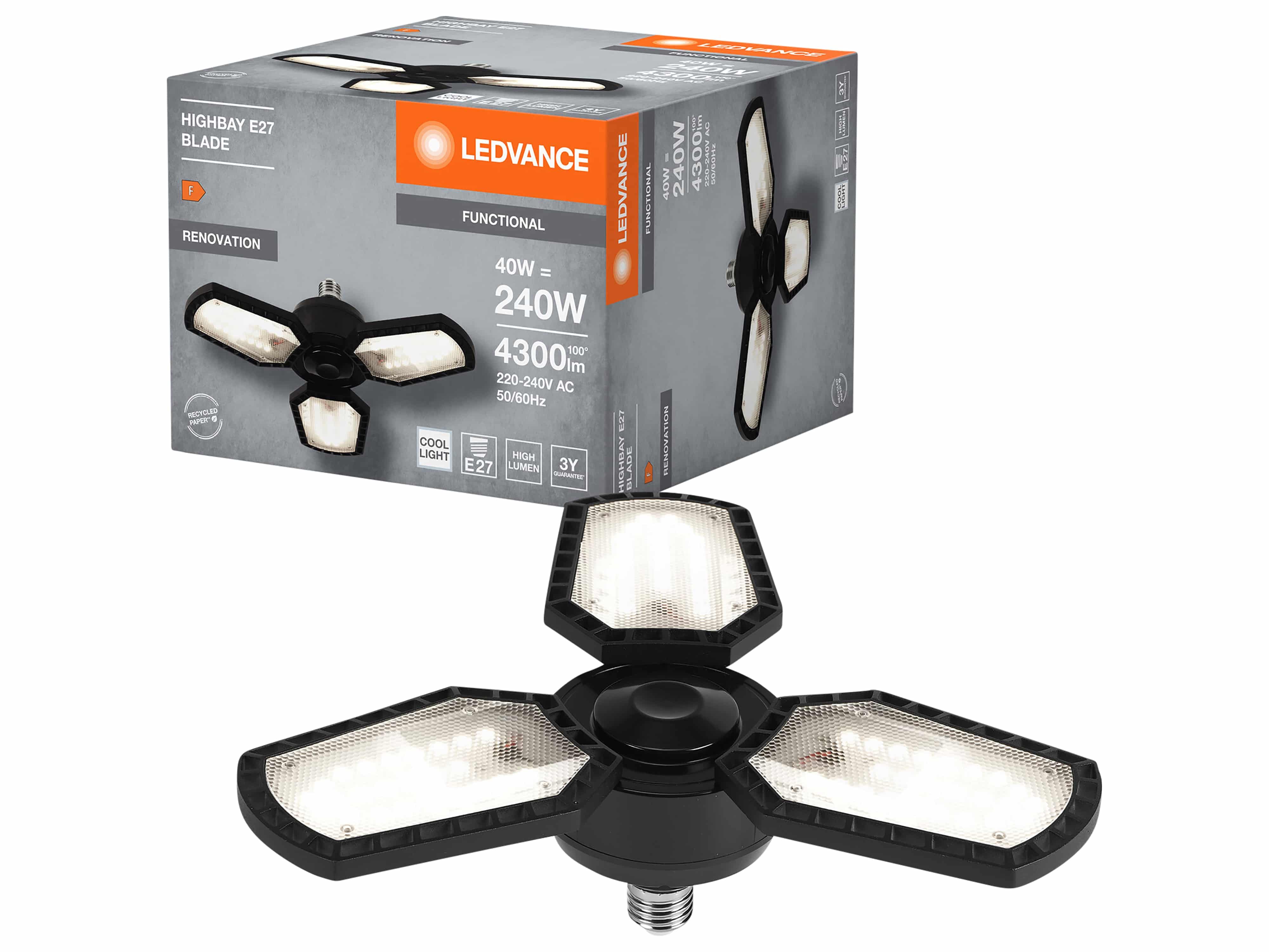 LEDVANCE LED-Deckenlampe Highbay Blade, E27, 40 W, 4300 lm, 4000 K LEDVANCE LED-Deckenlampe Highbay Blade, E27, 40 W, 4300 lm, 4000 K