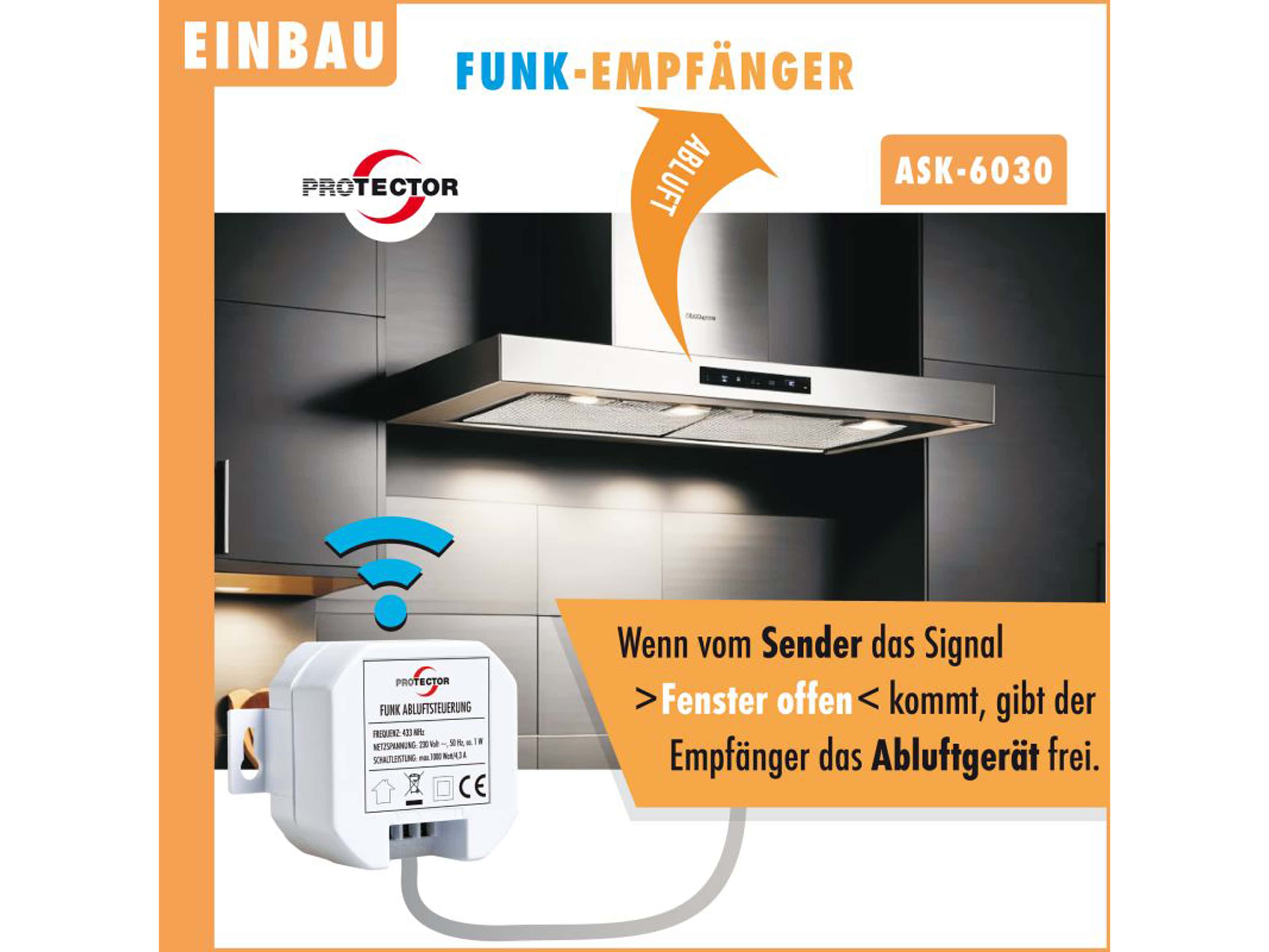 PROTECTOR Thermo-Funk-Abluftsteuerung ASK 6030, mit Kinetik Fenster-Sender, Einbauvariante