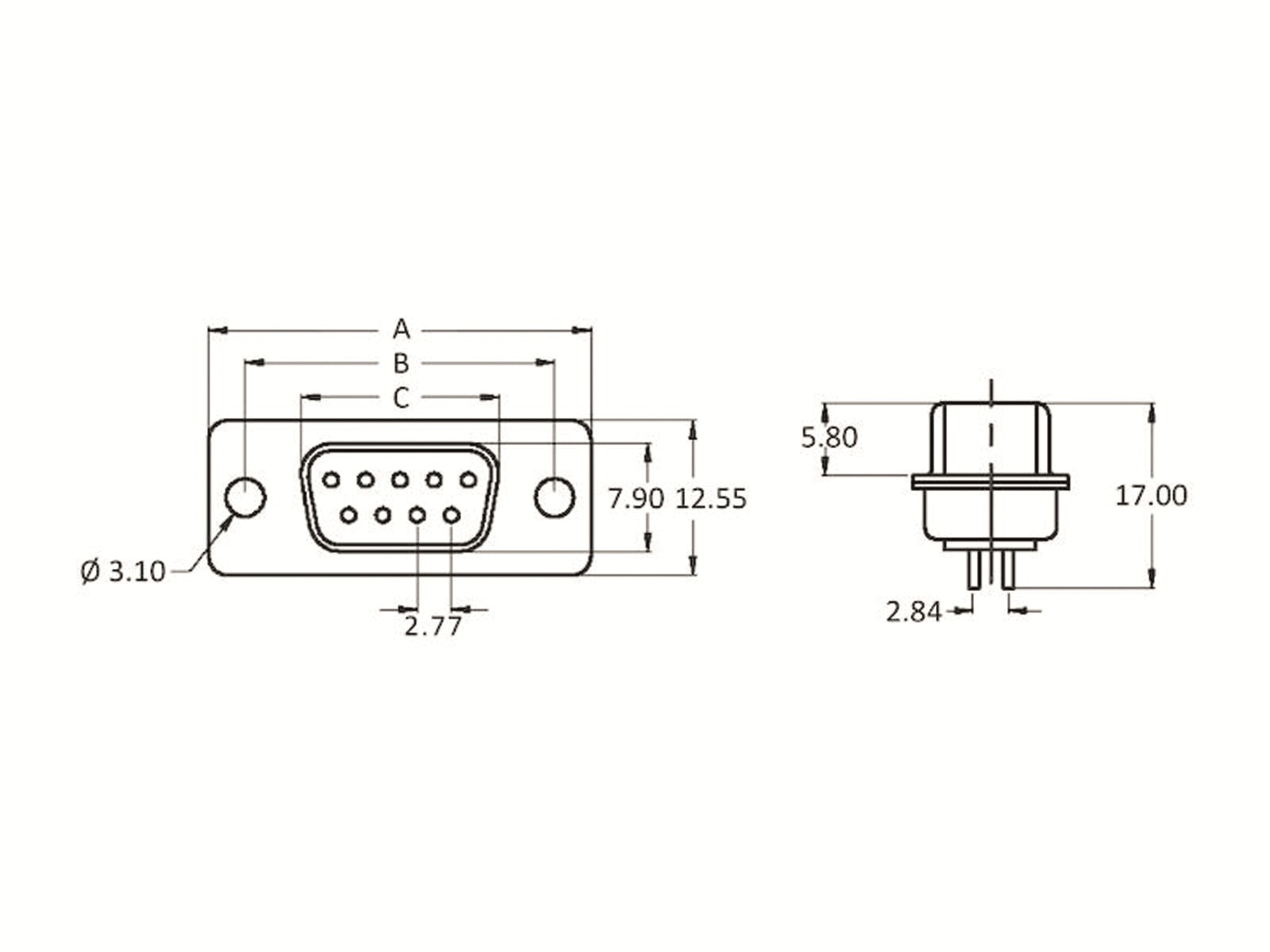 ECON CONNECT D-Sub-Buchsenleiste, 9-polig, Lötpins verzinnt