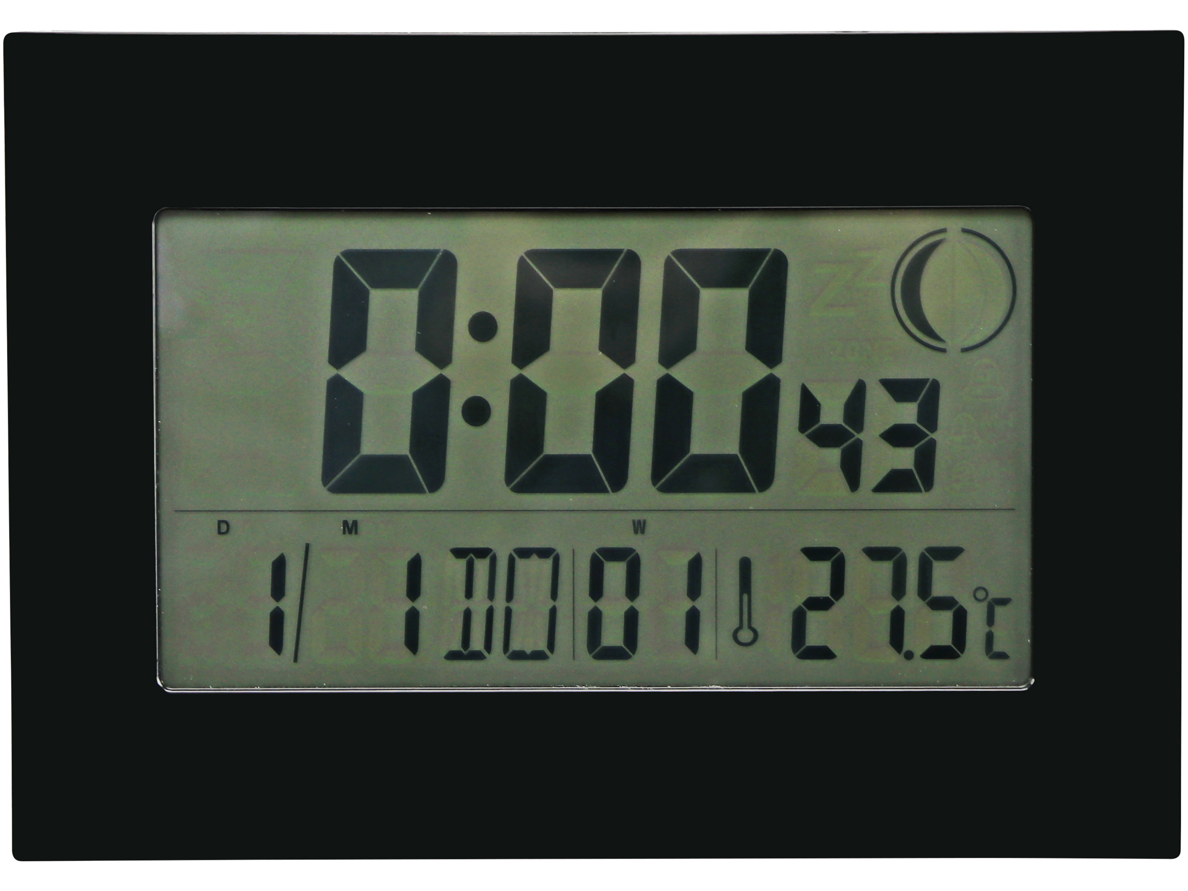 Digitale Funkuhr, Datumsanzeige, Wecker, Temperaturanzeige, Schwarz Digitale Funkuhr, Datumsanzeige, Wecker, Temperaturanzeige, Schwarz