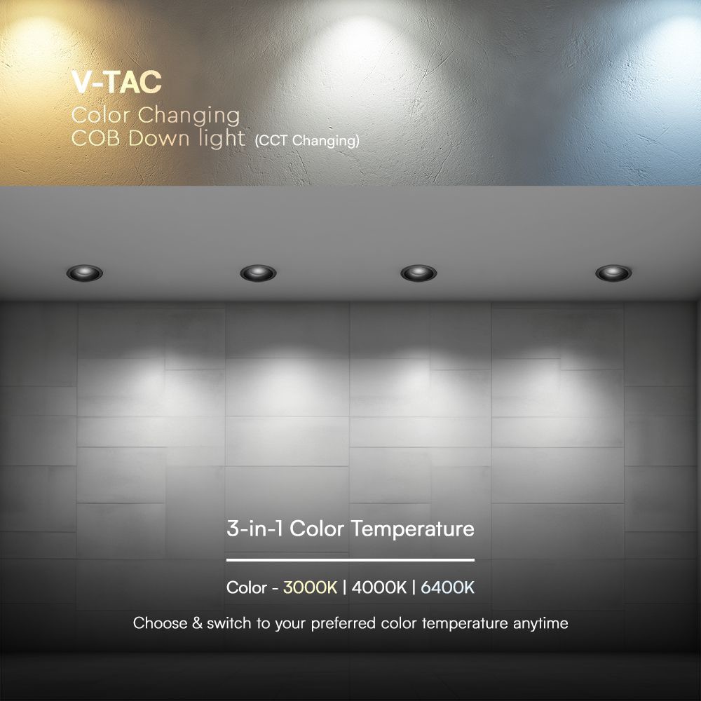 V-TAC LED-Einbauleuchte VT-17024, EEK: F, W 24, 2540 lm, CCT, Ø 135 mm, schwarz V-TAC LED-Einbauleuchte VT-17024, EEK: F, W 24, 2540 lm, CCT, Ø 135 mm, schwarz