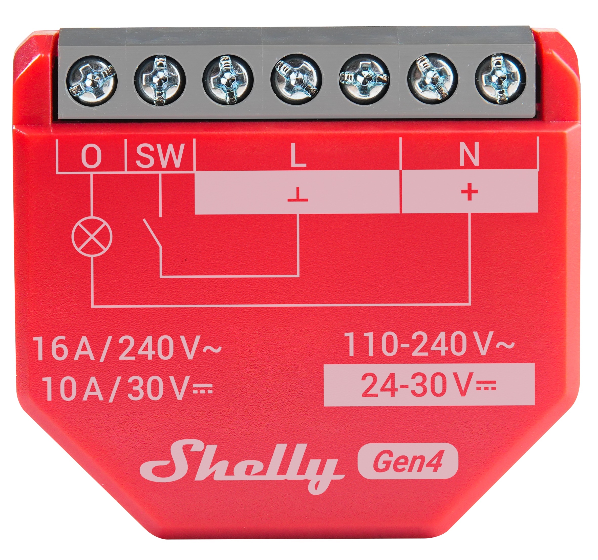 SHELLY Relais 1PM Gen4, 16 A, WLAN, Bluetooth, rot, 2 Stück SHELLY Relais 1PM Gen4, 16 A, WLAN, Bluetooth, rot, 2 Stück