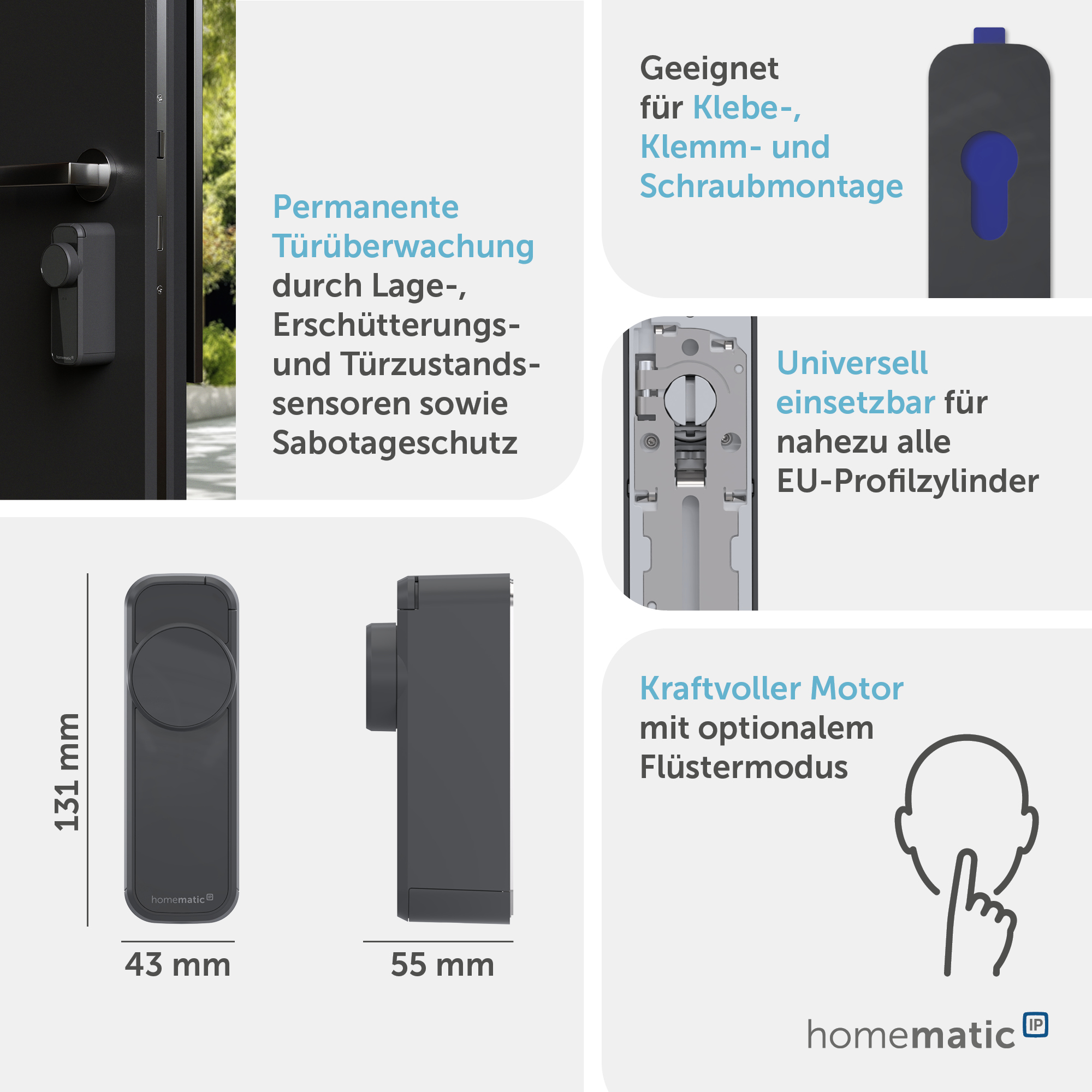 HOMEMATIC IP 162500A0, Türschlossantrieb pro, anthrazit HOMEMATIC IP 162500A0, Türschlossantrieb pro, anthrazit