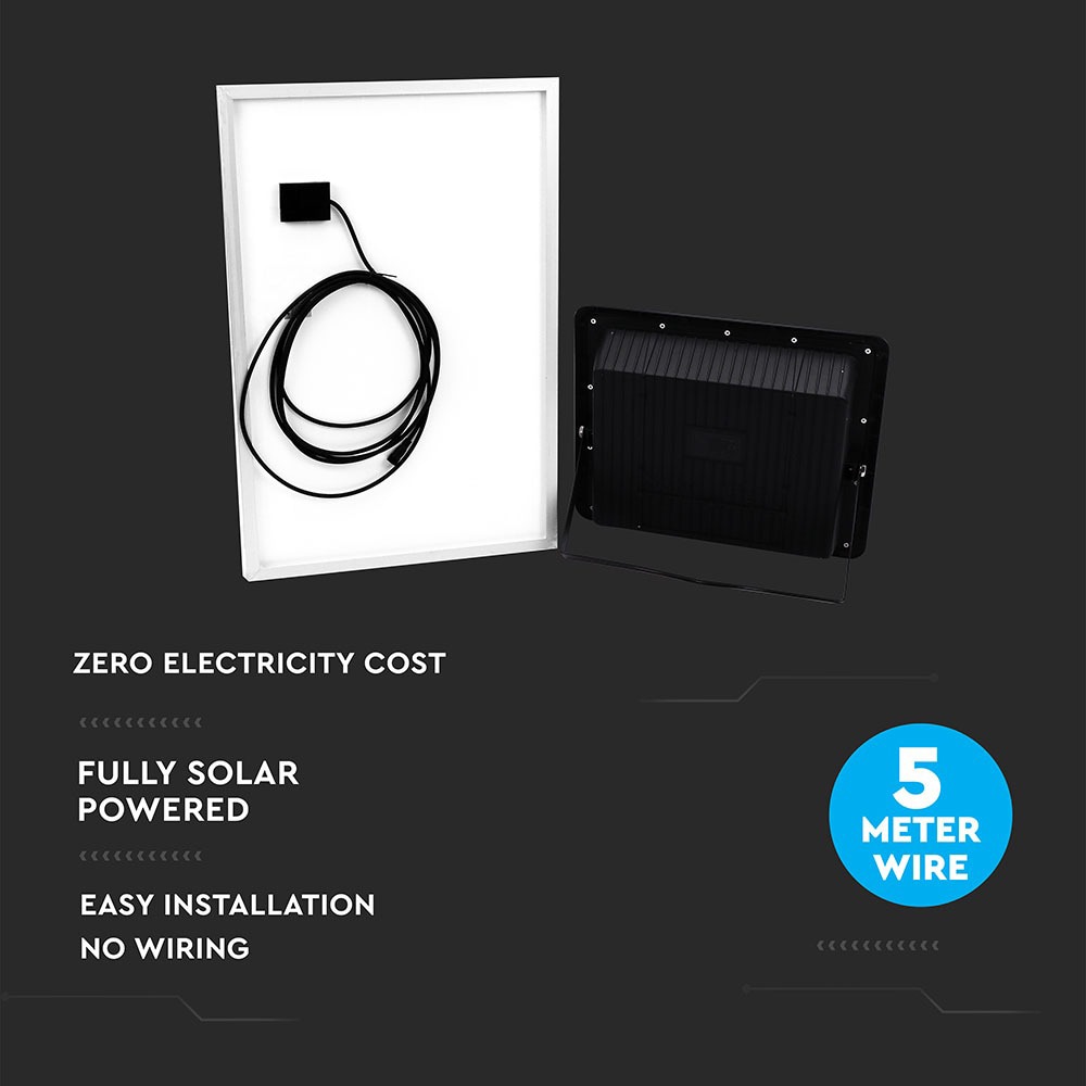 V-TAC Solar LED-Fluter VT-300W, 50 W, 6000 K, mit Panel + Fernbedienung