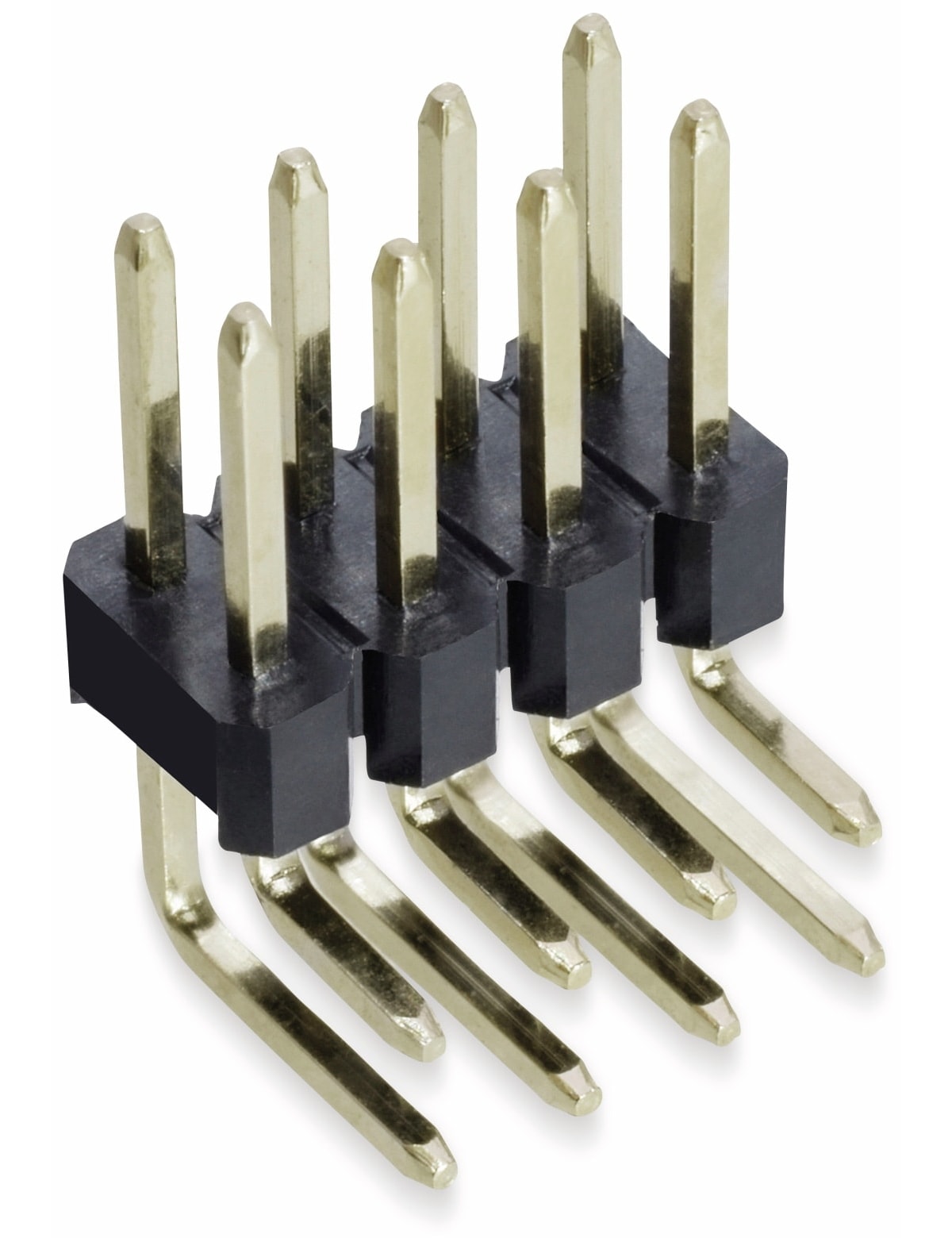 Stiftleiste, 2 x 4, 2,54 mm, gewinkelt, 0,8µ Au (Gold), 5 Stück Stiftleiste, 2 x 4, 2,54 mm, gewinkelt, 0,8µ Au (Gold), 5 Stück