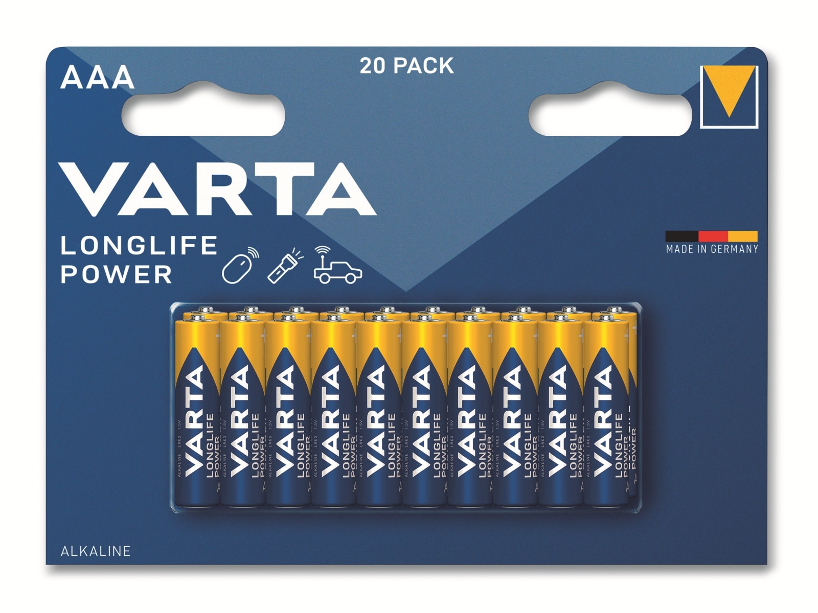 VARTA Batterie Alkaline, Micro, AAA, LR03, 1.5V, Longlife Power, 20 Stück