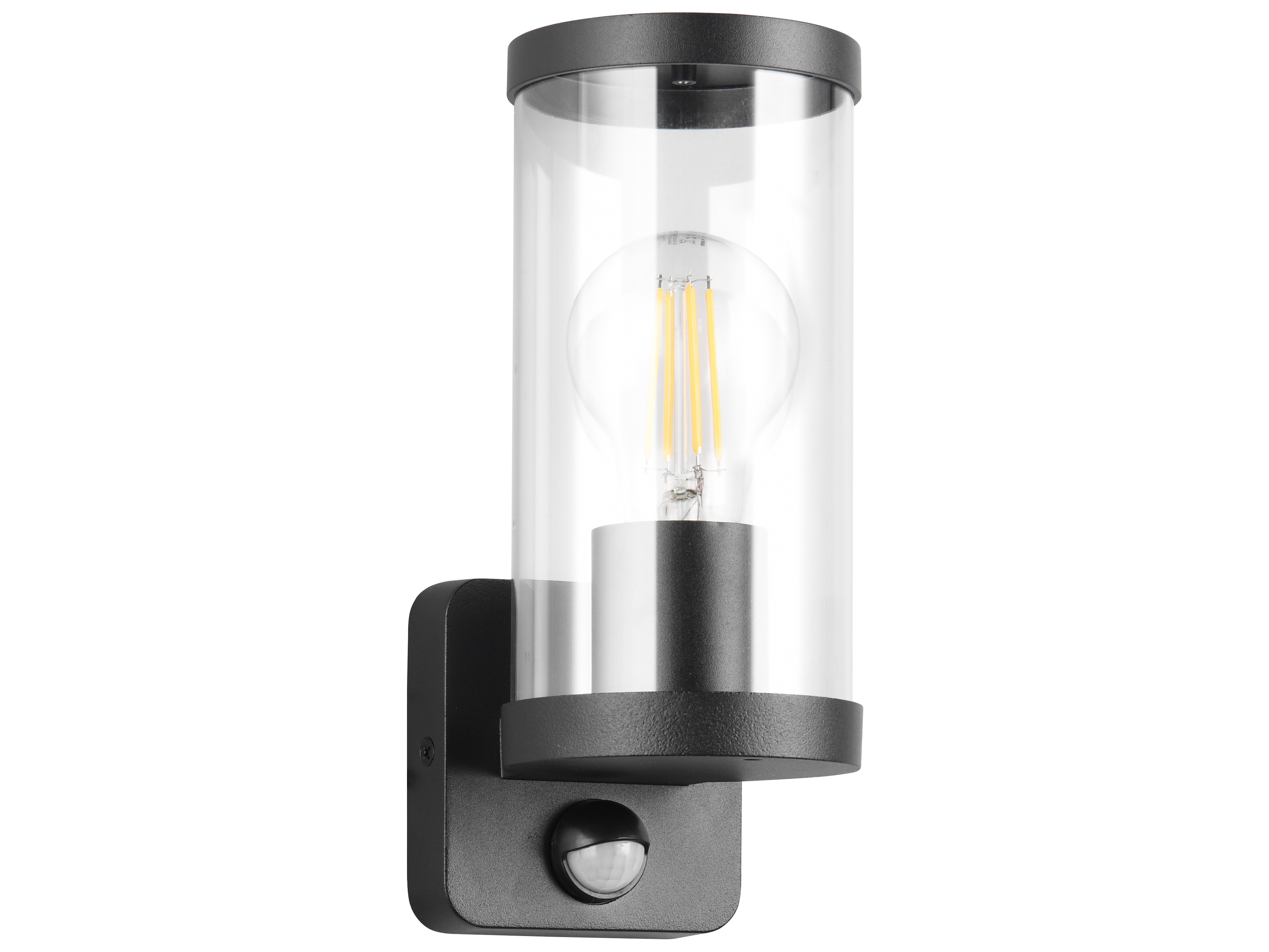 REALITY Wandleuchte BONITO R21599132, E27, 28W, ohne LM, Bewegungssensor, IP44, schwarz