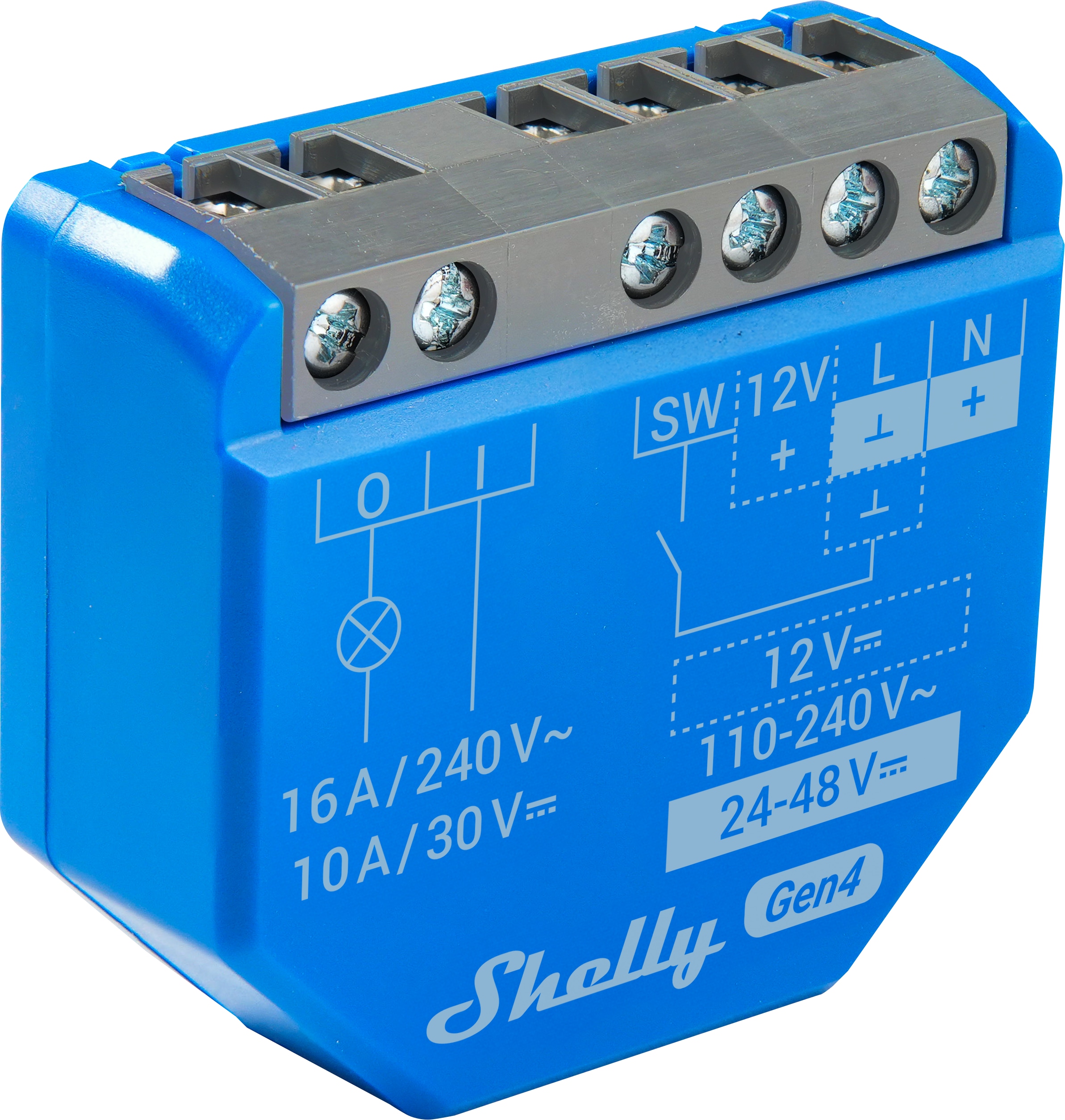 SHELLY Relais 1 Gen4, 16 A, WLAN, Bluetooth, blau