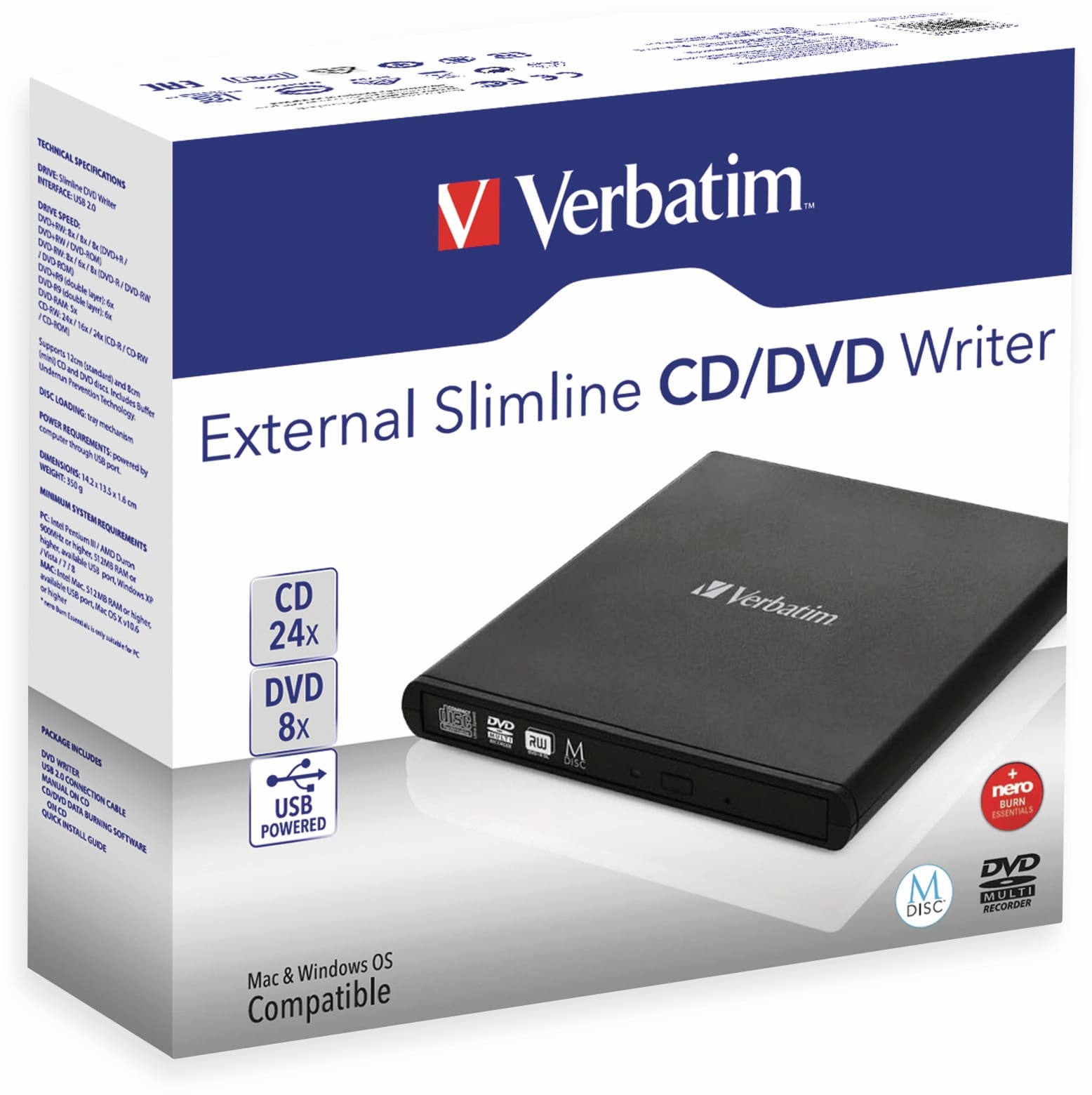 VERBATIM DVD-Brenner 98938, MDISC, Slimline, schwarz