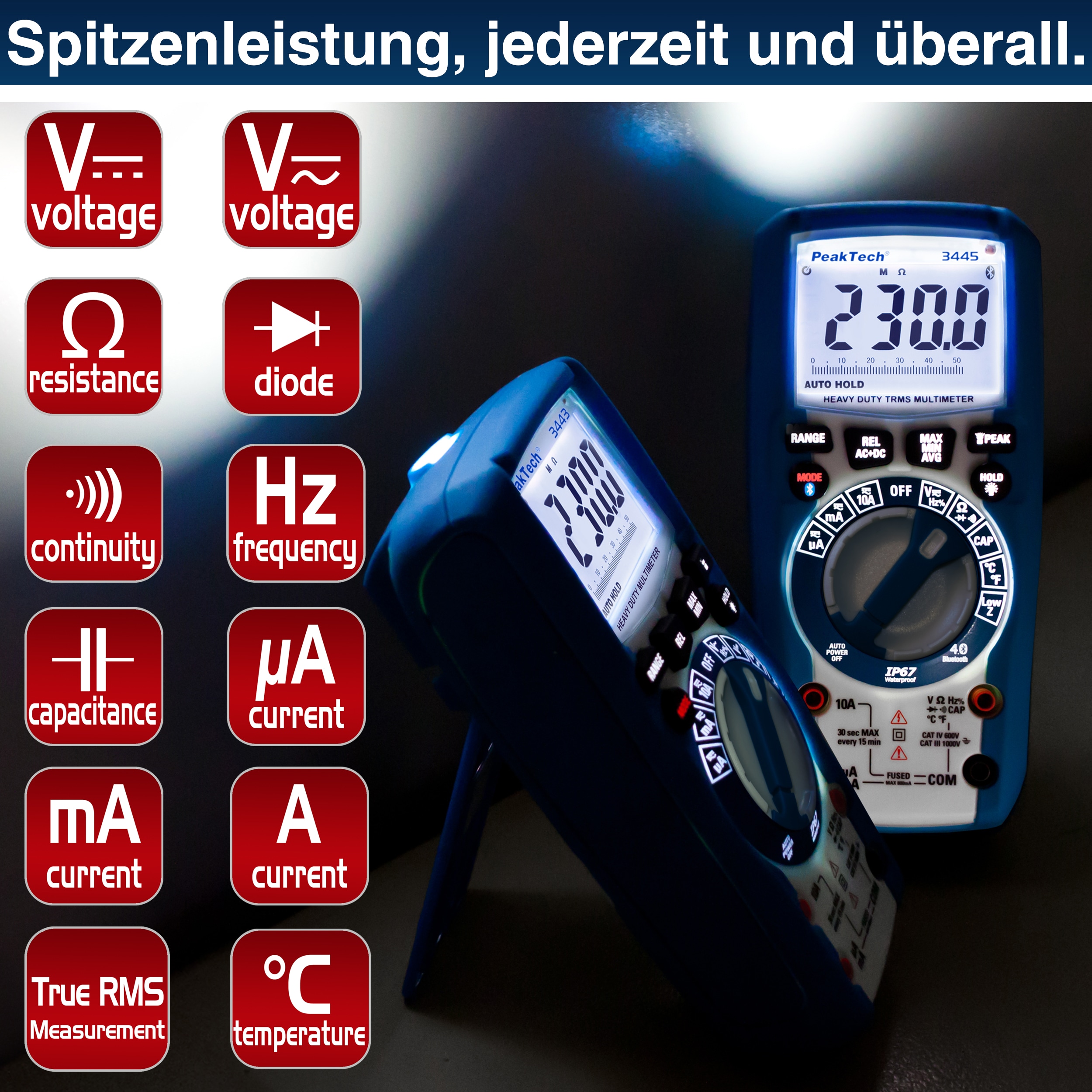 PEAKTECH Multimeter, P 3445, True RMS, Bluetooth PEAKTECH Multimeter, P 3445, True RMS, Bluetooth