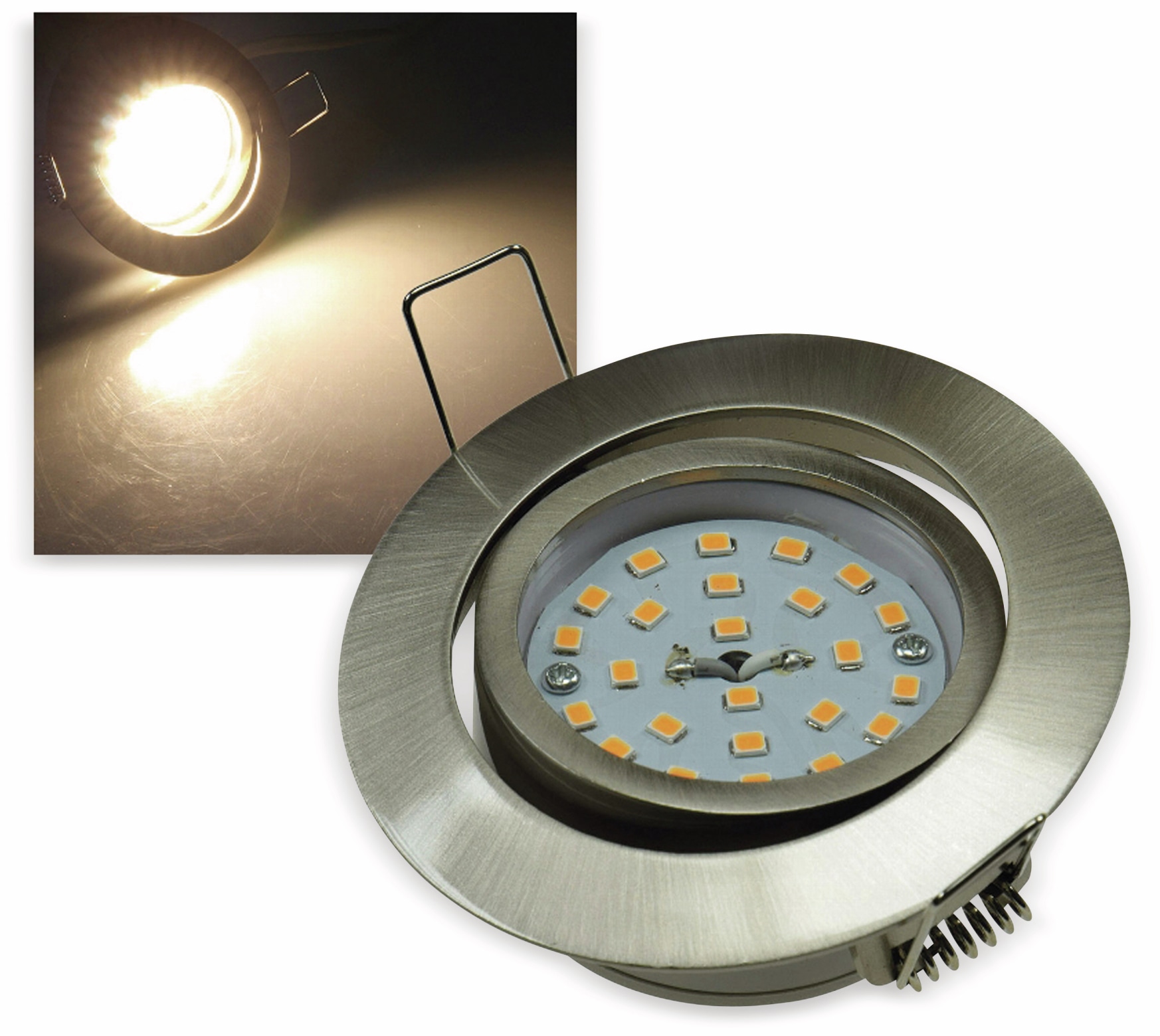 CHILITEC LED-Einbauleuchte "Flat-32" EEK F, 5 W, 470 lm, 2900 K, Edelstahl