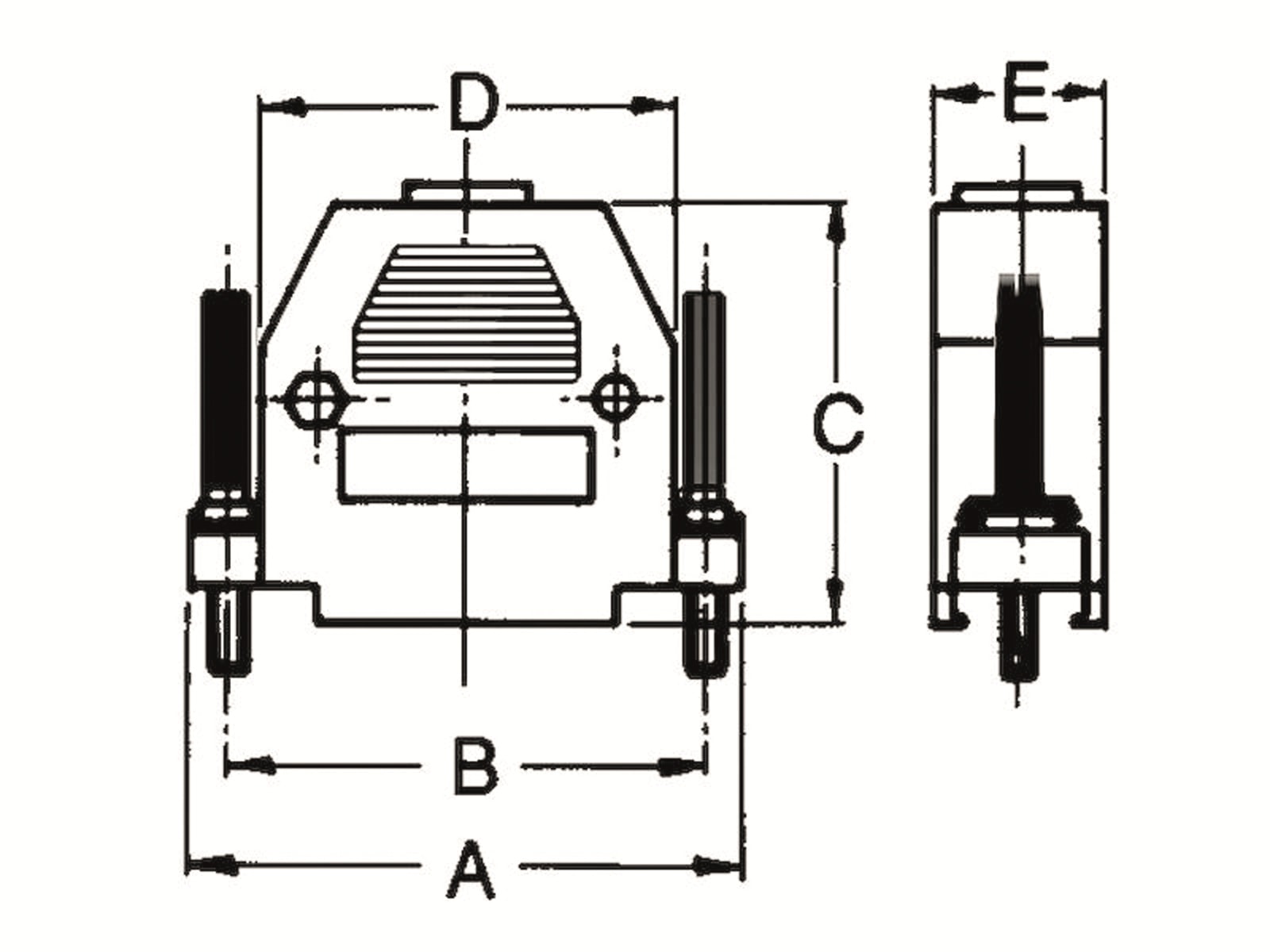 ECON CONNECT Posthaube für D-Sub Steckverbinder, 15-polig, mit langen Rändelschrauben, metallisiert