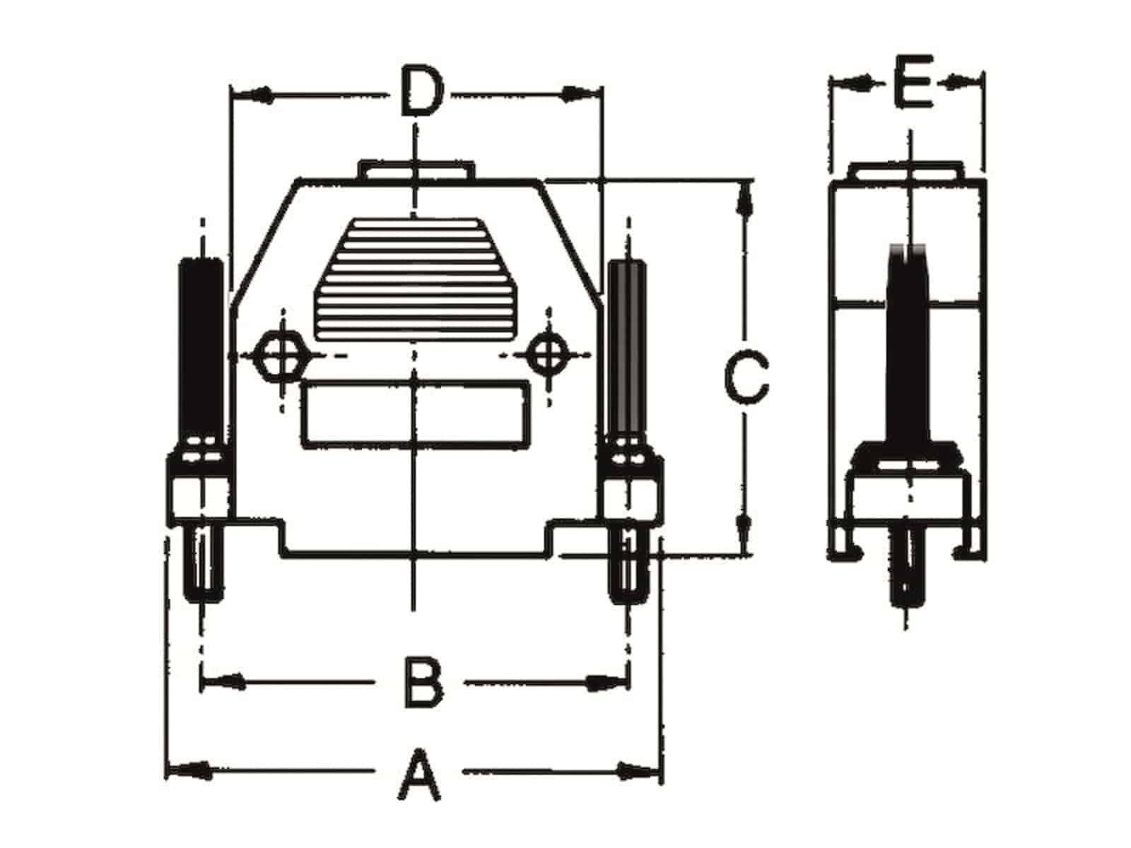 ECON CONNECT Posthaube für D-Sub Steckverbinder, 15-polig, mit langen Rändelschrauben, metallisiert