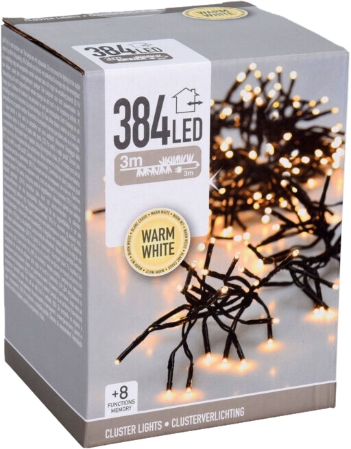 KOOPMAN LED-Clusterlichterkette Büschel warmweiß, 384 LEDs, sw Kabel, Innen/Außen, 6m