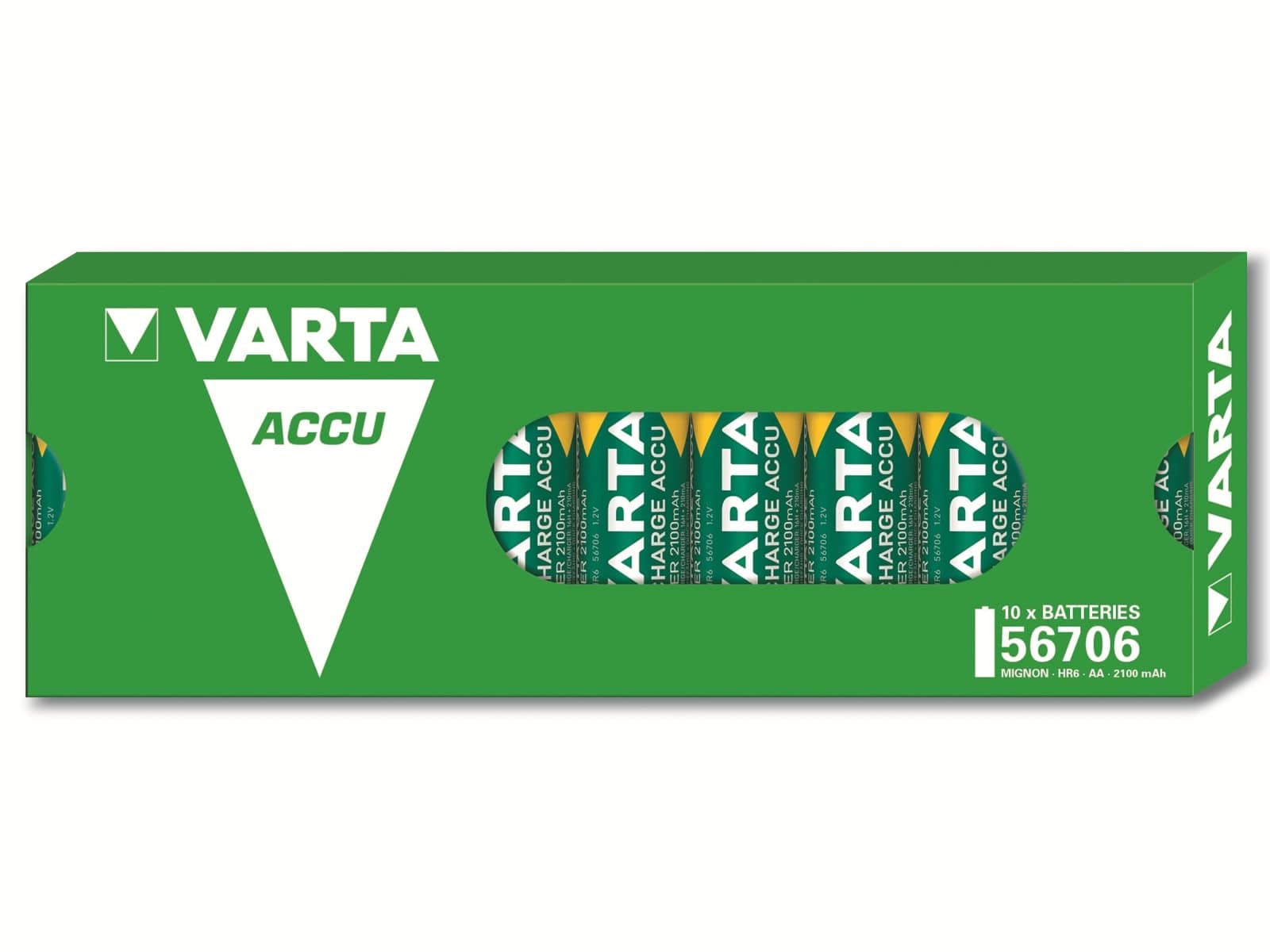 VARTA Akku NiMH, Mignon, AA, HR06, 1.2V/2100mAh, Accu Power, Pre-charged, 10er Pack VARTA Akku NiMH, Mignon, AA, HR06, 1.2V/2100mAh, Accu Power, Pre-charged, 10er Pack