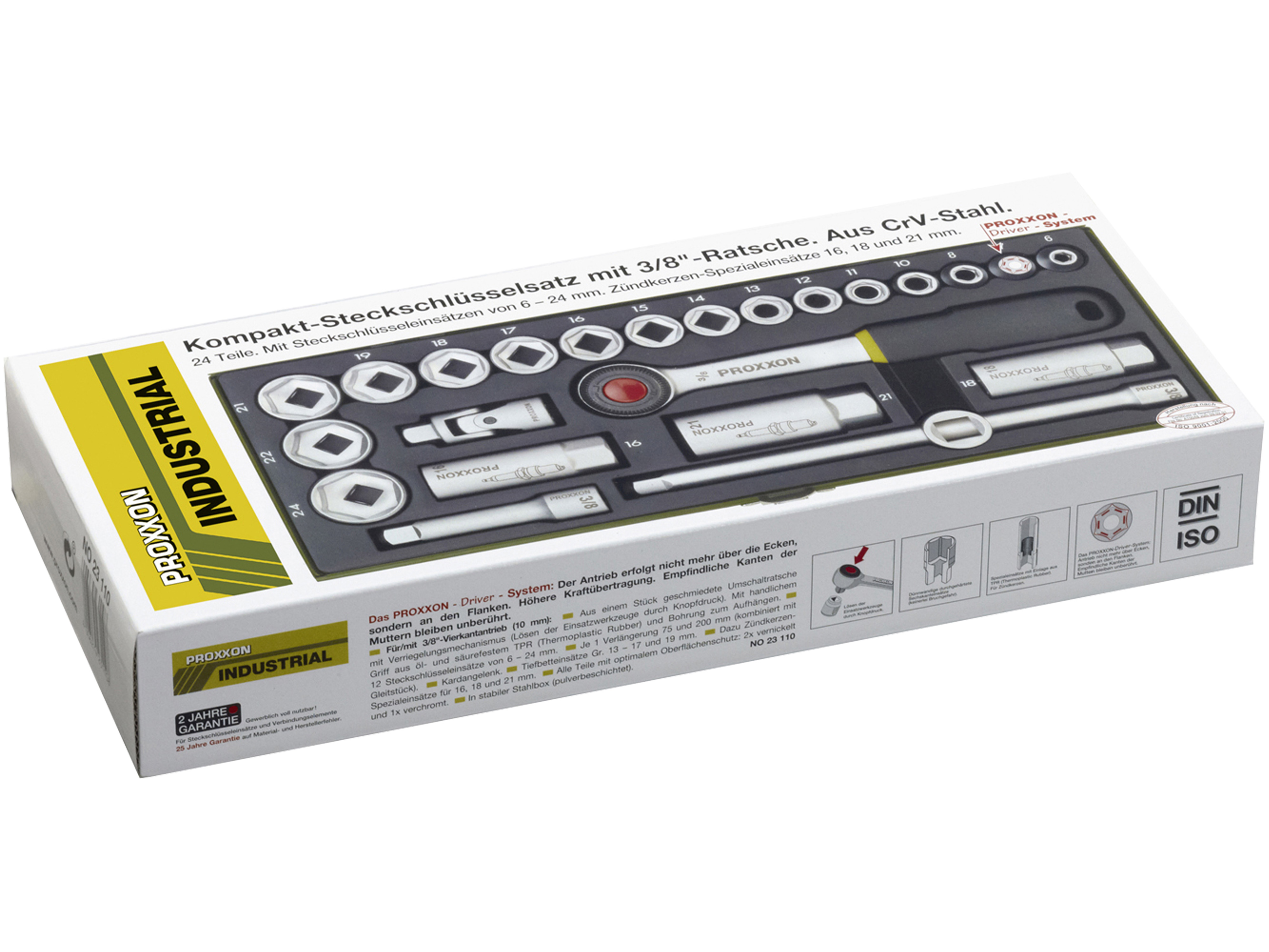 PROXXON Steckschlüsselsatz, 23110, 3/8", 24-teilig