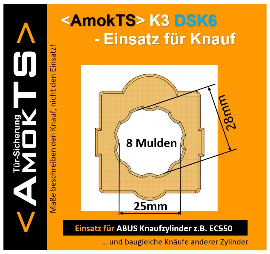 AMOKTS Türsicherungs-Set, Türsicherung K3 + Einsatz K3-DSK6