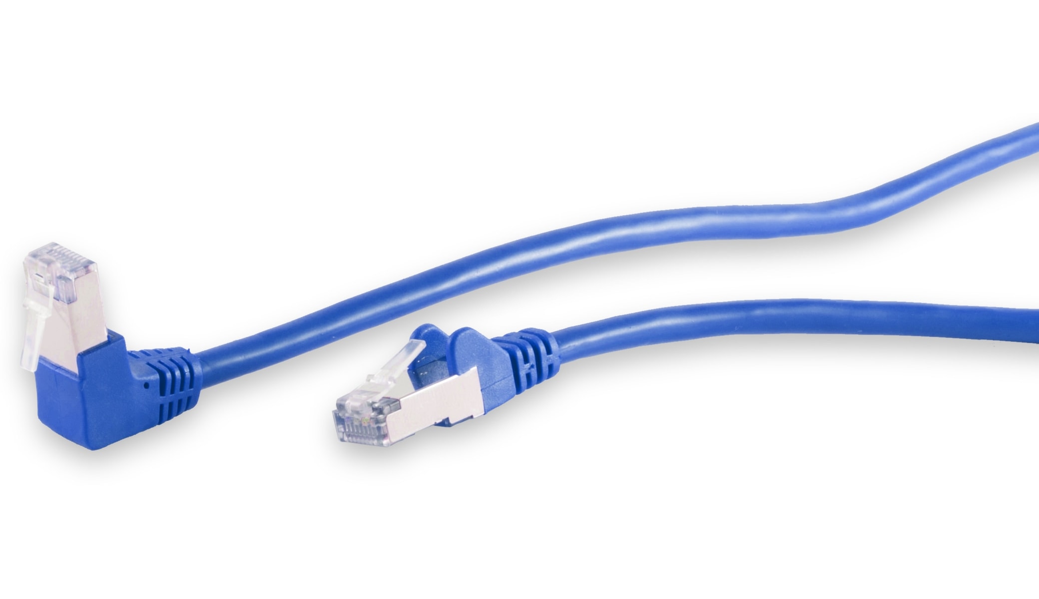 CAT.6 Patchkabel, S/FTP, 90°-gerade, 1,0 m, blau CAT.6 Patchkabel, S/FTP, 90°-gerade, 1,0 m, blau