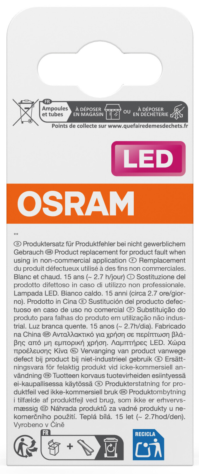 OSRAM LED-Lampe Retrofit, 1,8 W, E14, 2700 K, EEK: D, 250 lm, IP20, warmweiß
