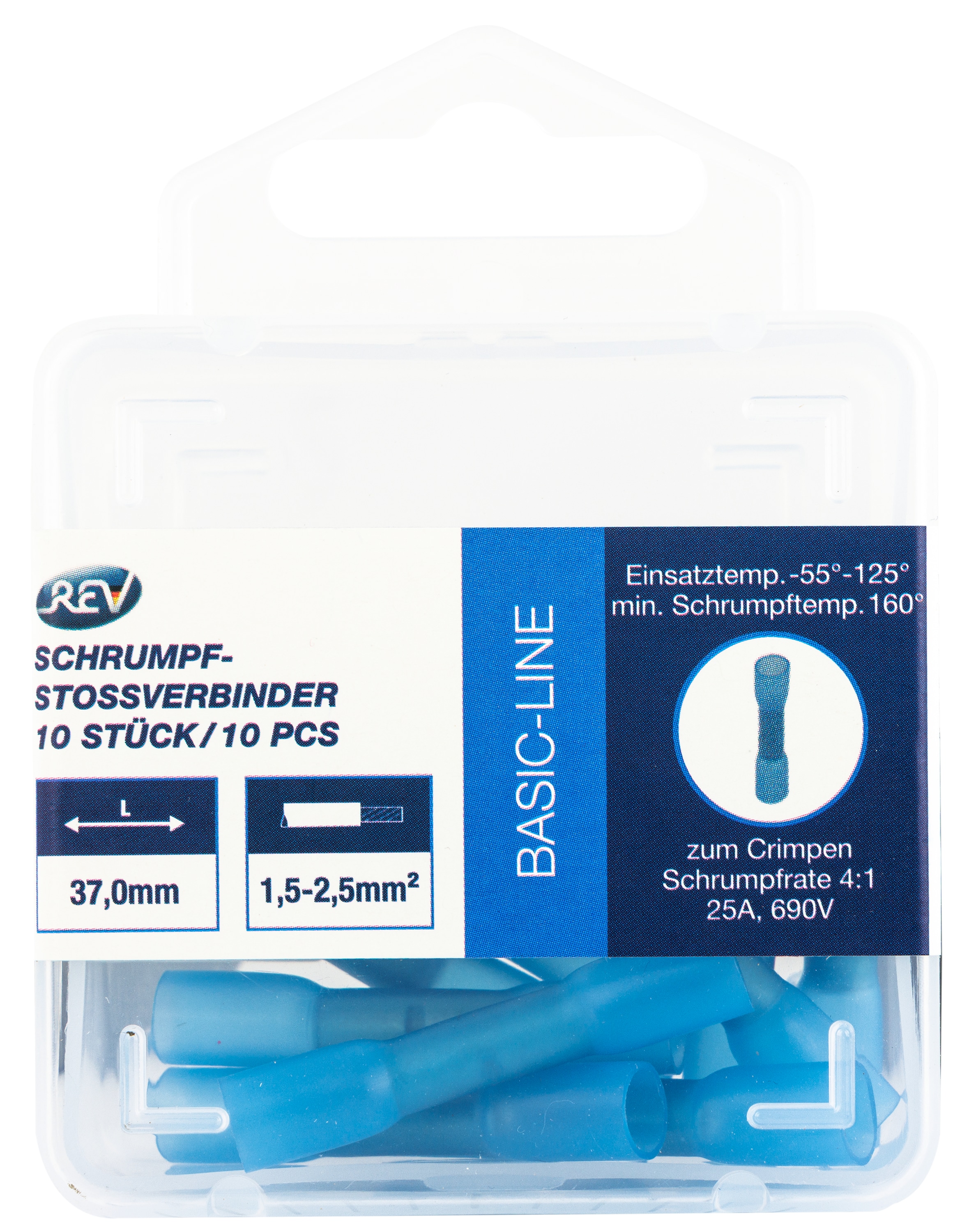 REV Schrumpf-Stoßverbinder, blau, 1,5... 2,5 mm², 10 Stück