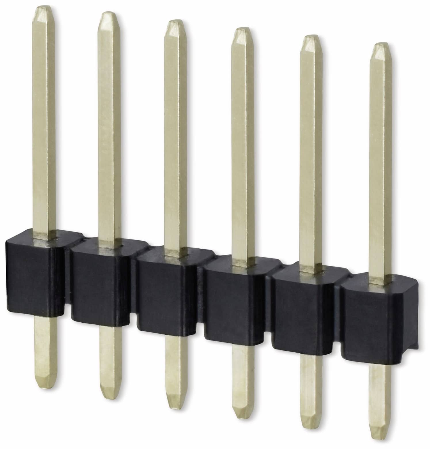 Stiftleiste, 1 x 6, 2,54 mm, gerade, 0,8µ Au (Gold), 5 Stück