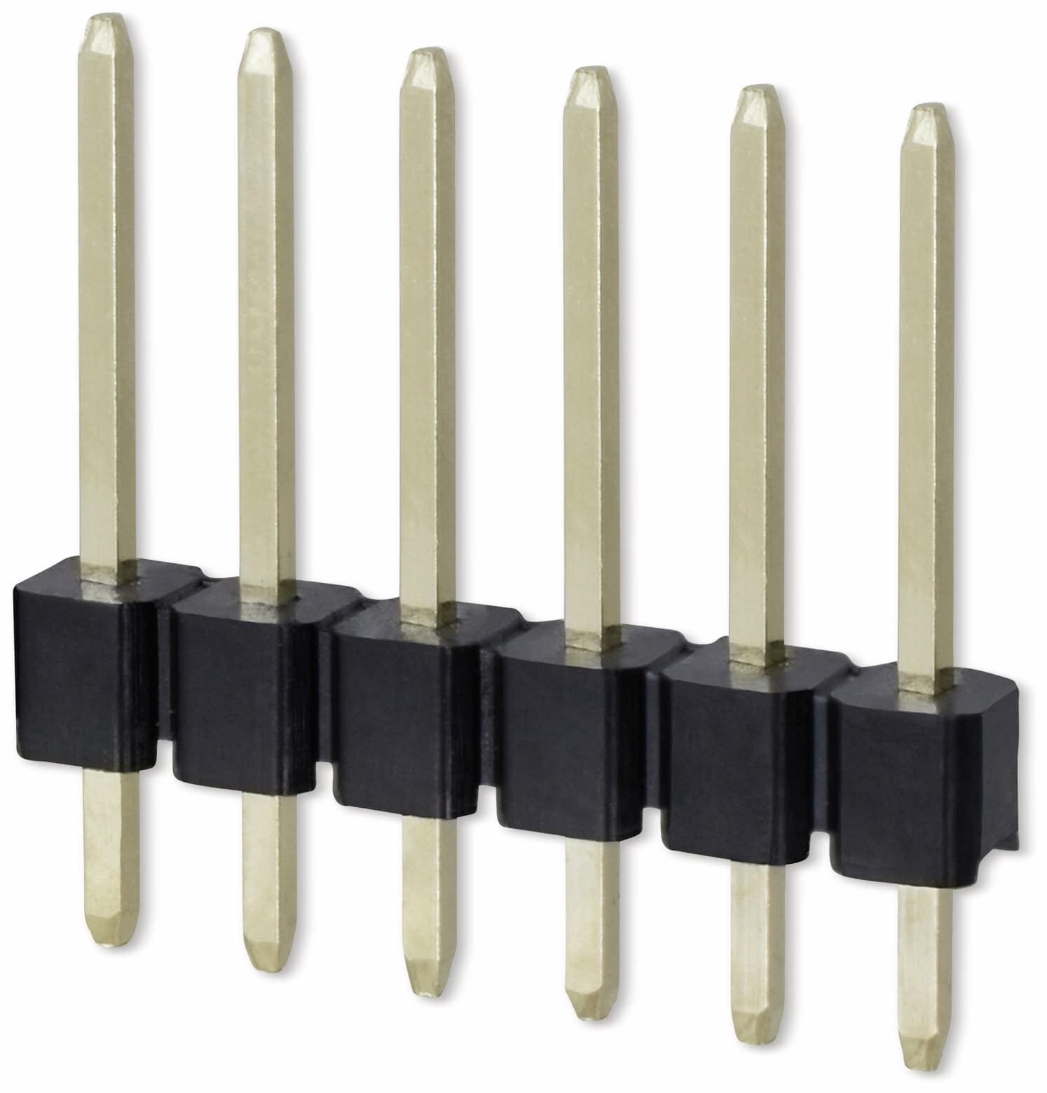 Stiftleiste, 1 x 6, 2,54 mm, gerade, 0,8µ Au (Gold), 5 Stück Stiftleiste, 1 x 6, 2,54 mm, gerade, 0,8µ Au (Gold), 5 Stück
