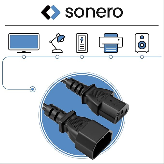 SONERO Kaltgeräteverlängerung, X-C13P-C13F-010B, gerade, schwarz, 1m SONERO Kaltgeräteverlängerung, X-C13P-C13F-010B, gerade, schwarz, 1m