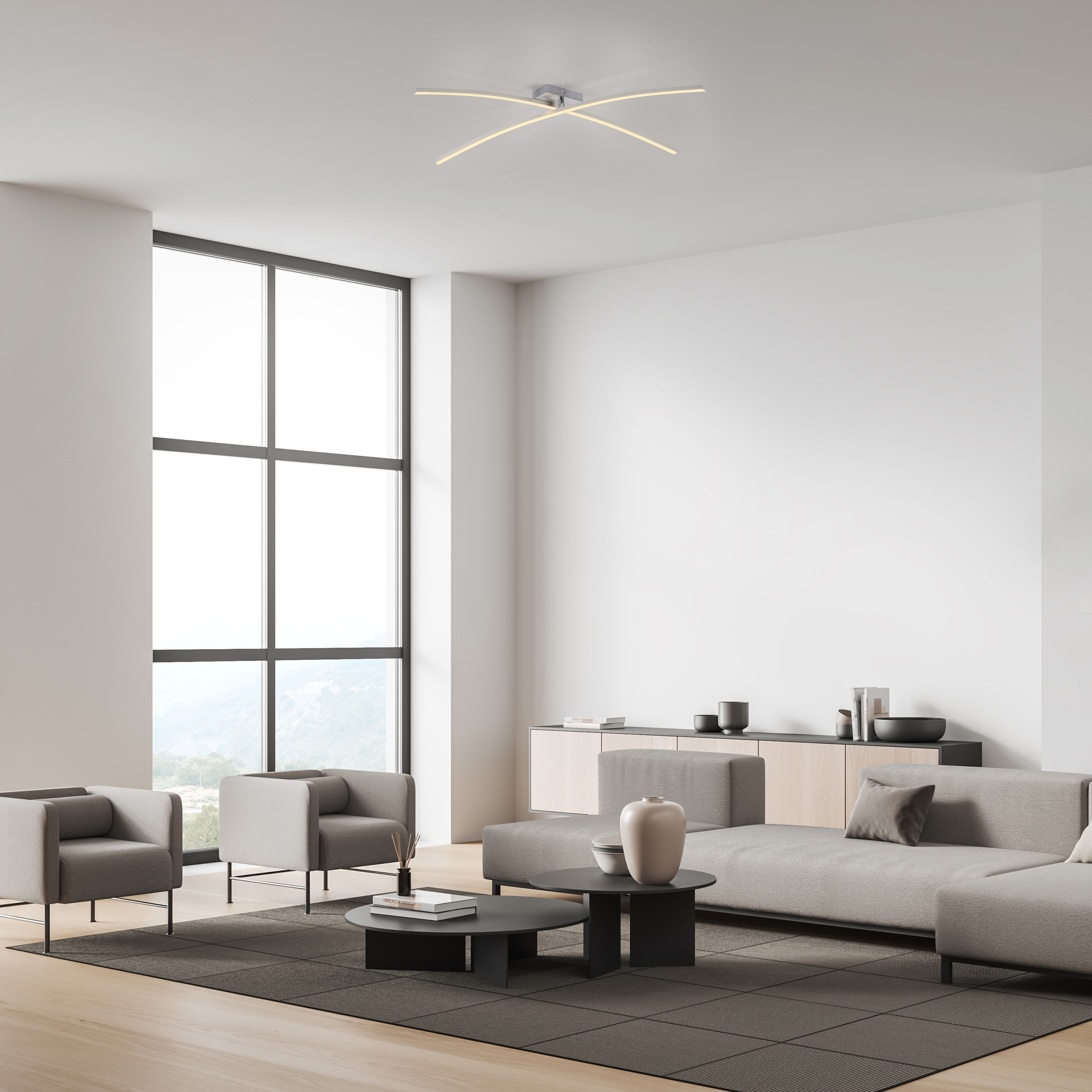 JUST LIGHT LED-Deckenleuchte 14726-55, 12W, 3000K, 1730lm, warmweiß, IP20, stahl