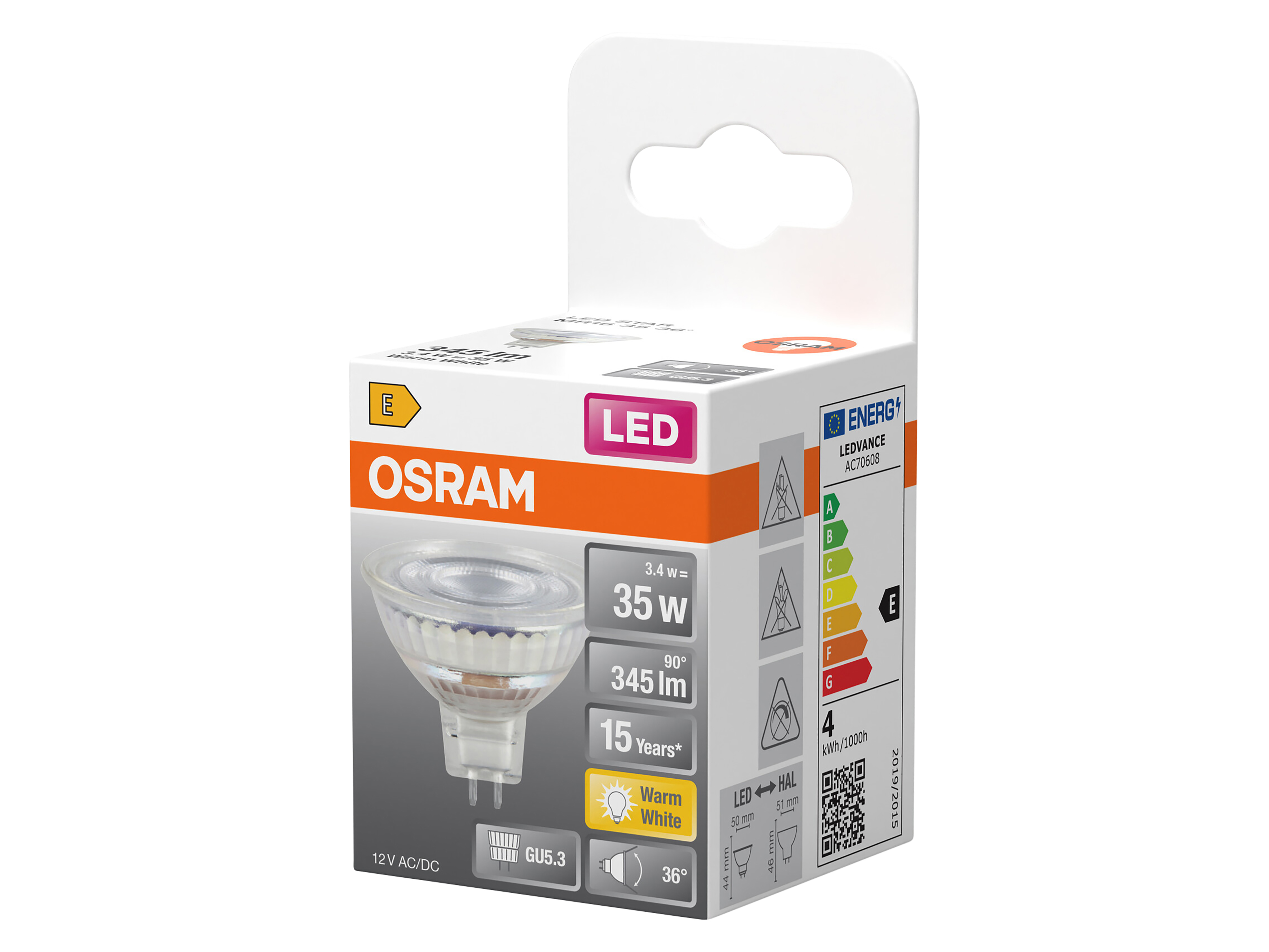 OSRAM LED-Lampe STAR, GU5.3, 3,4 W, 2700 K, EEK: E, 345 lm, IP20, warmweiß