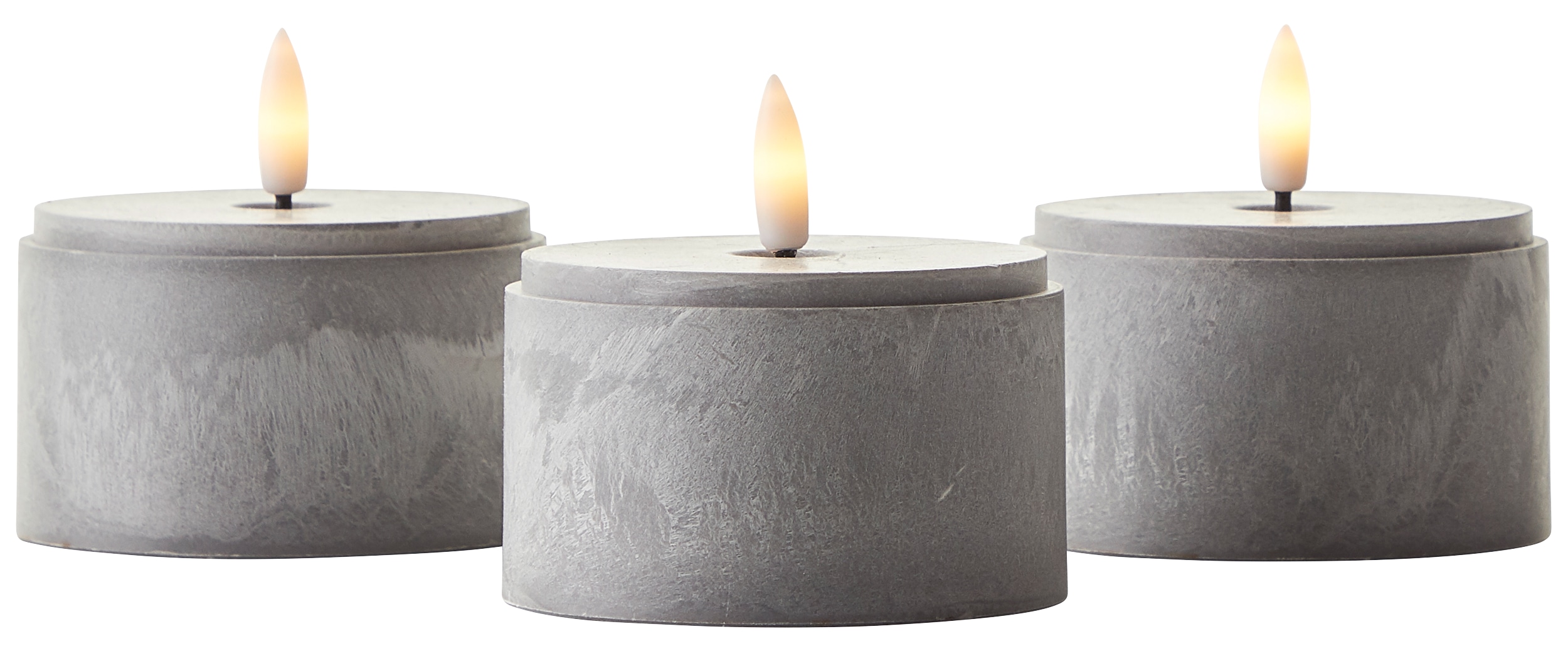 BRILLIANT LED Tischleuchten Kerzen Bougie, grau, rauchglas, 3 Stück