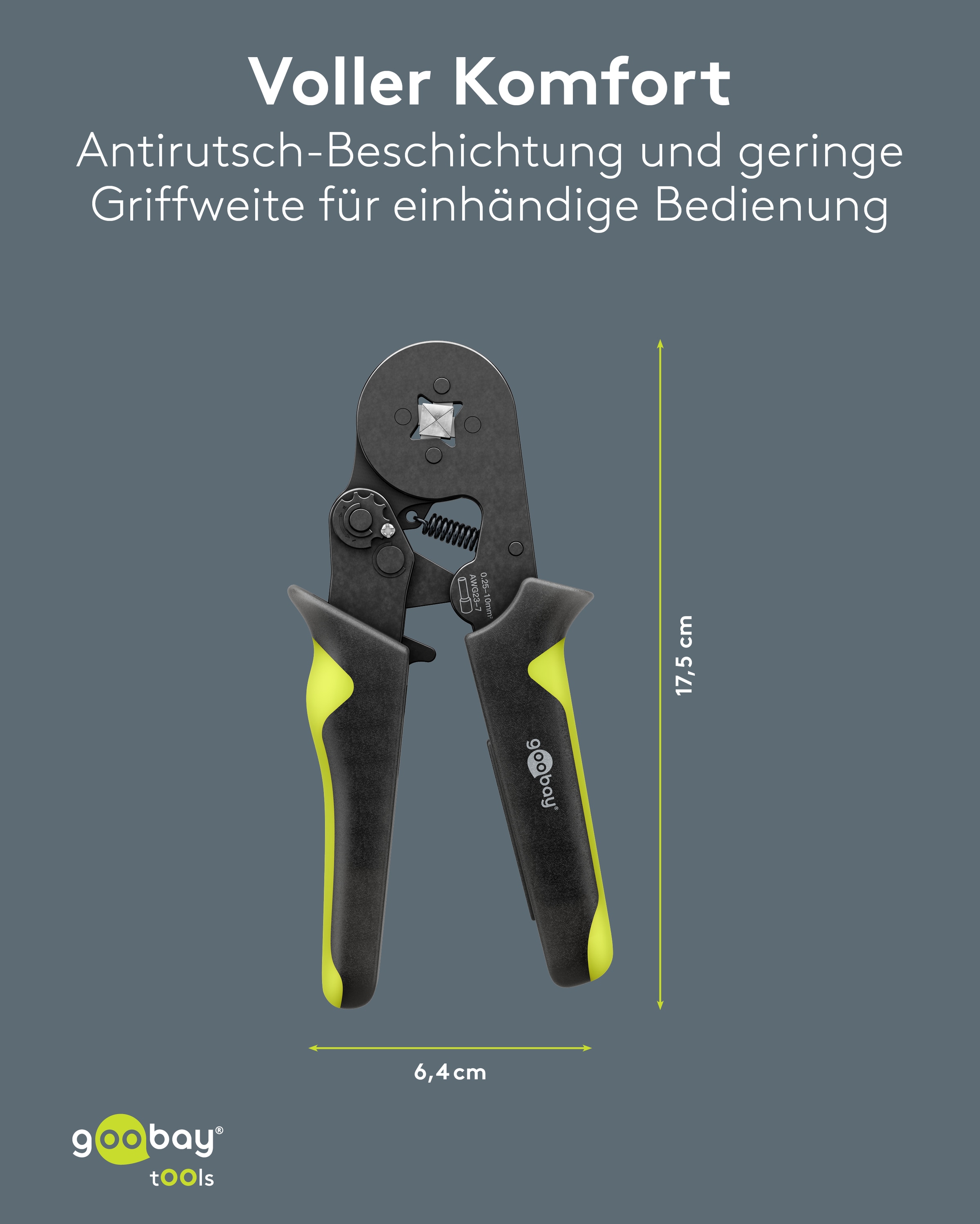 GOOBAY TOOLS Vierkant-Crimpzange für Aderendhülsen