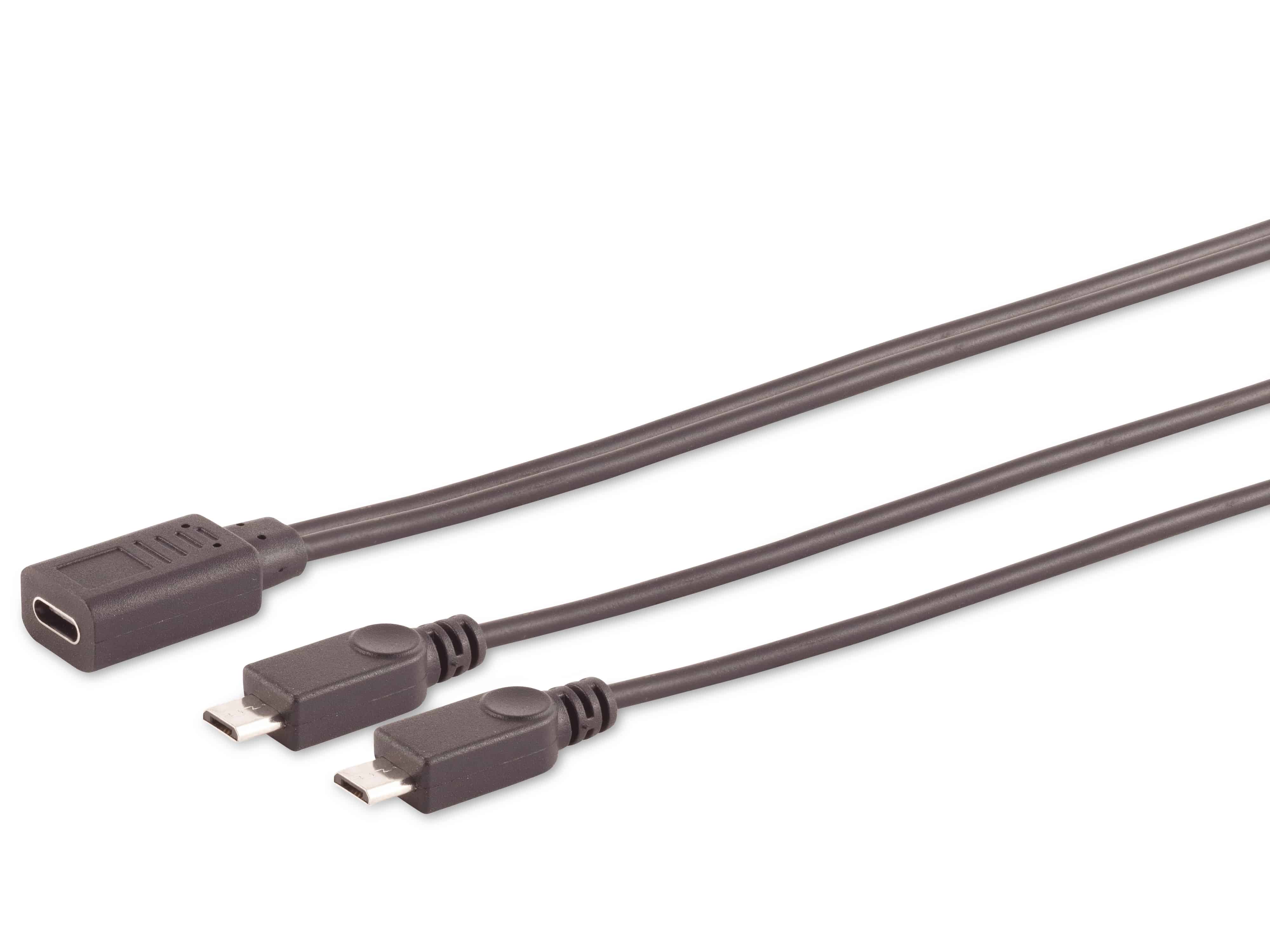 USB-C Y-Kabel, 2x USB Micro-B, schwarz, 0,3 m USB-C Y-Kabel, 2x USB Micro-B, schwarz, 0,3 m