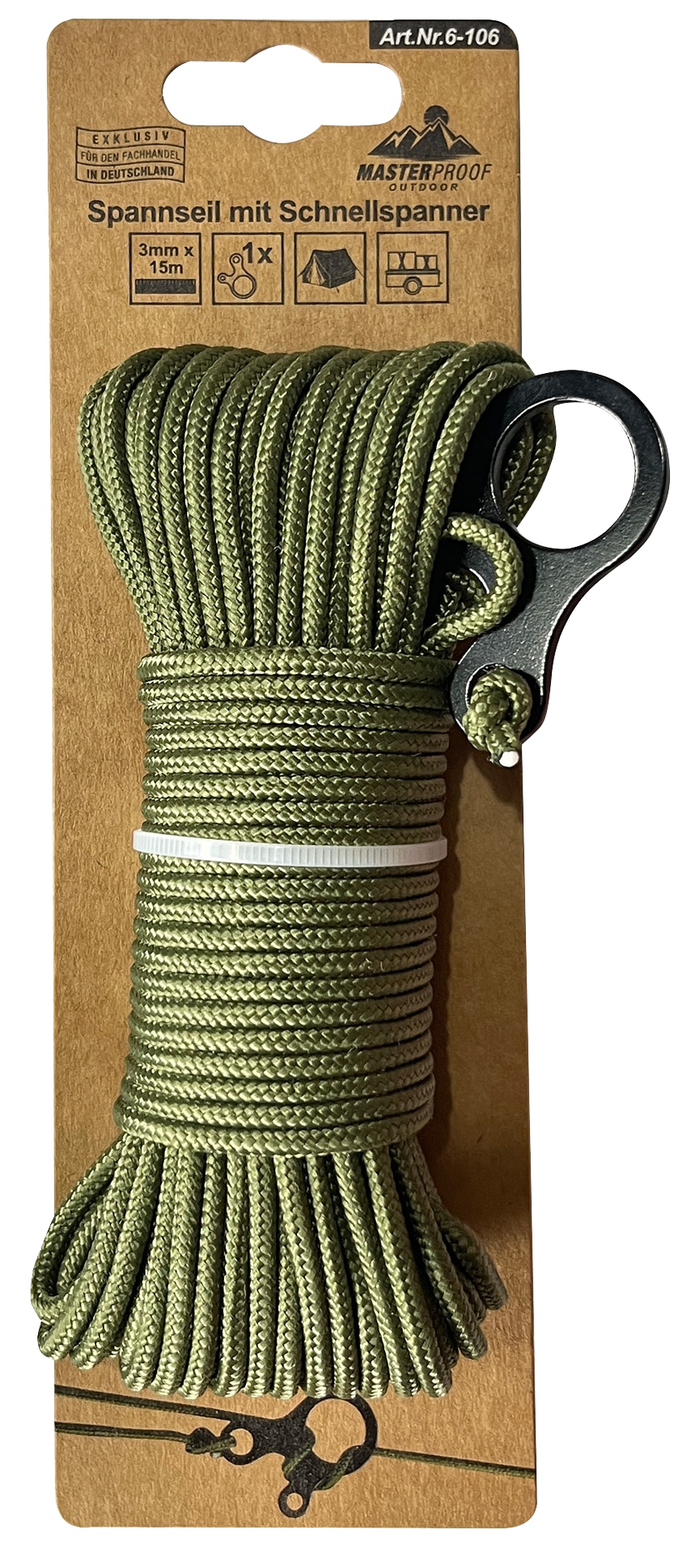 MASTERPROOF Spannseil mit Schnellspanner, 15 m