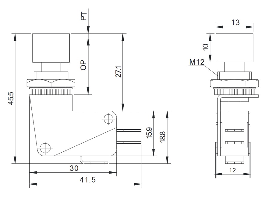 Einbau-Drucktaster DS438, 7,5 A/250 V~, gelb