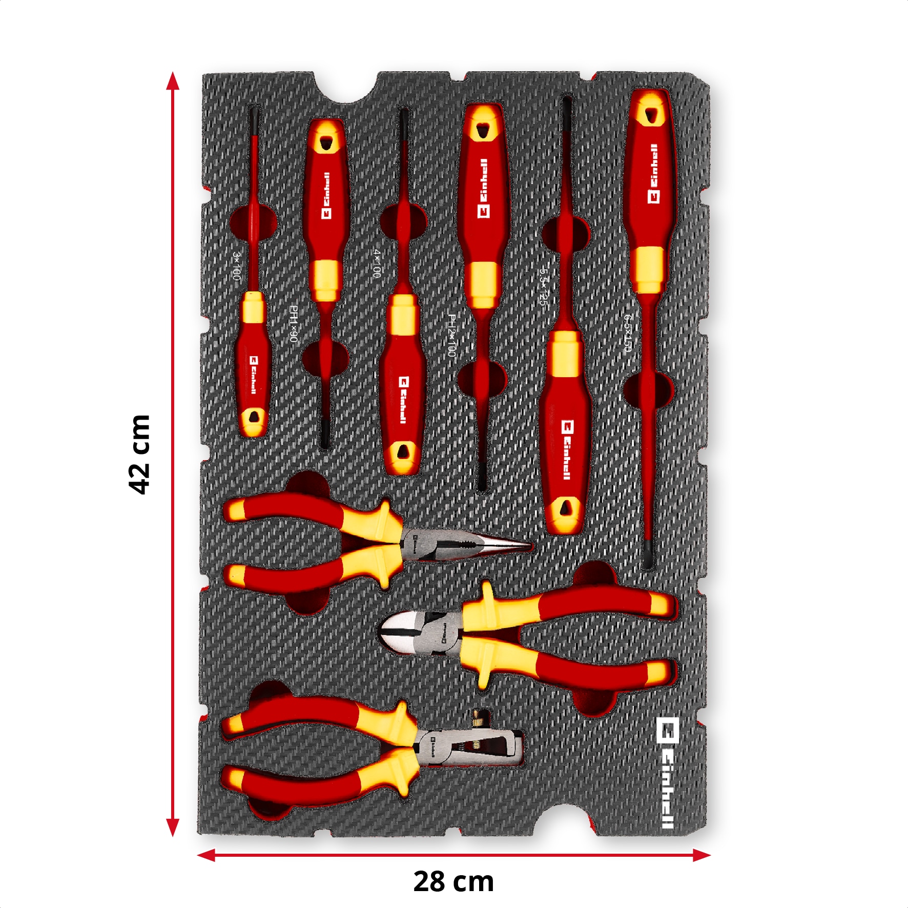 EINHELL E-Case-Einleger VDE Elektriker-Werkzeug, 370524, 9-teilig