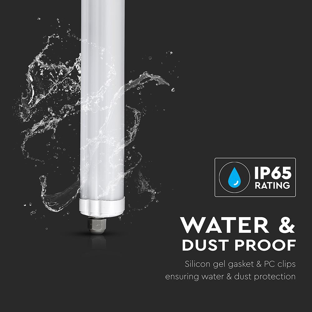 V-TAC LED-Feuchtraumwannenleuchte VT-6076, 18W, 4000K, EEK: E, 2160lm, neutralweiß, IP65, 60 cm