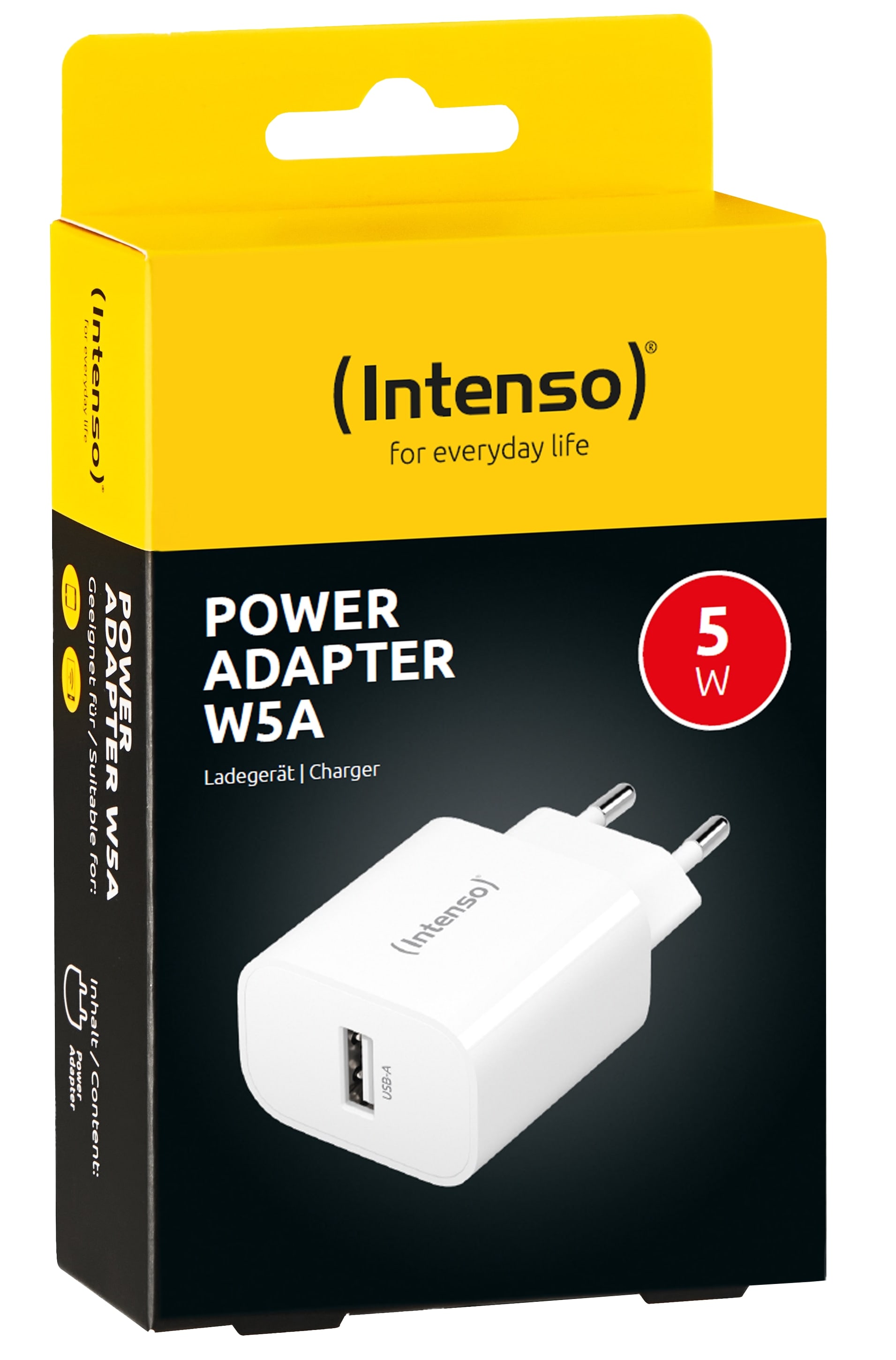 INTENSO USB-Ladegerät W5A, 1 x USB-A, 5 Watt INTENSO USB-Ladegerät W5A, 1 x USB-A, 5 Watt