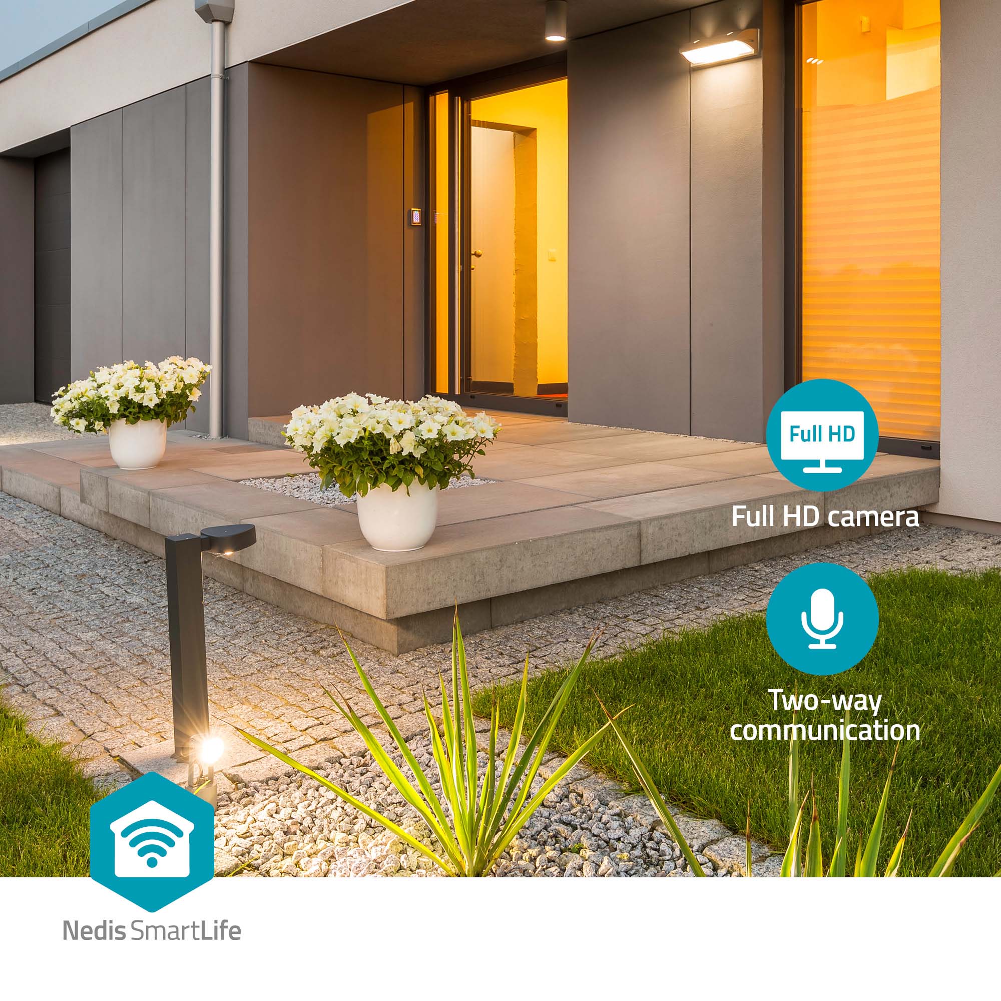 NEDIS Überwachungskamera SmartLife, WIFICO22CWT, Außen, Spotlight, weiß