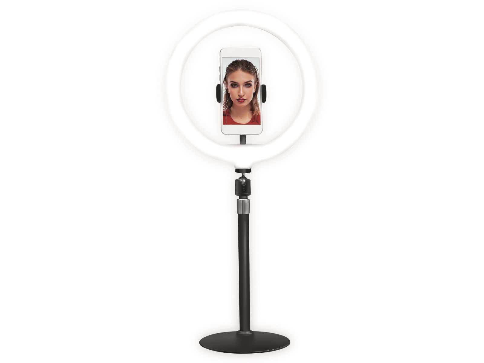 LOGILINK Smartphone-LED-Ringlicht AA0152, Ø25cm, Stativ, Fernauslöser, Lichtregler