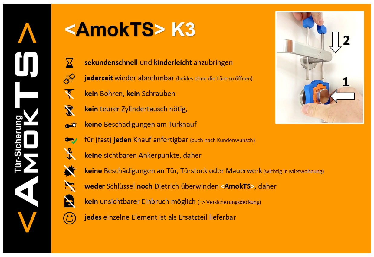 AMOKTS Türsicherungs-Set, Türsicherung K3 + Einsatz K3-DSK2