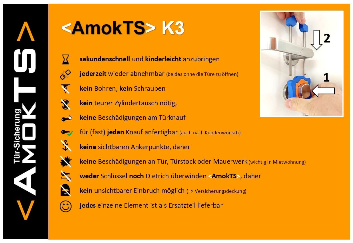 AMOKTS Türsicherungs-Set, Türsicherung K3 + Einsatz K3-DSK2