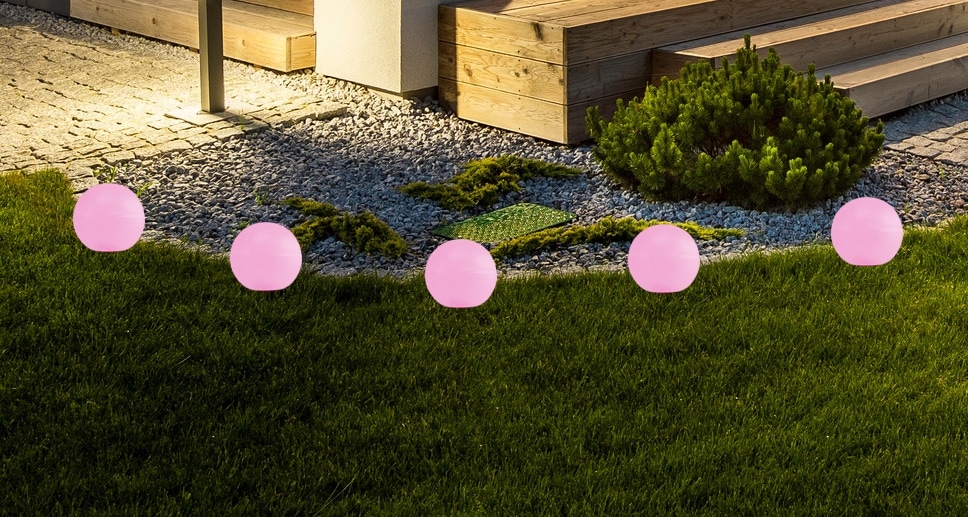 Solar LED-Gartenleuchten, RGB, IP44, 7,75 m