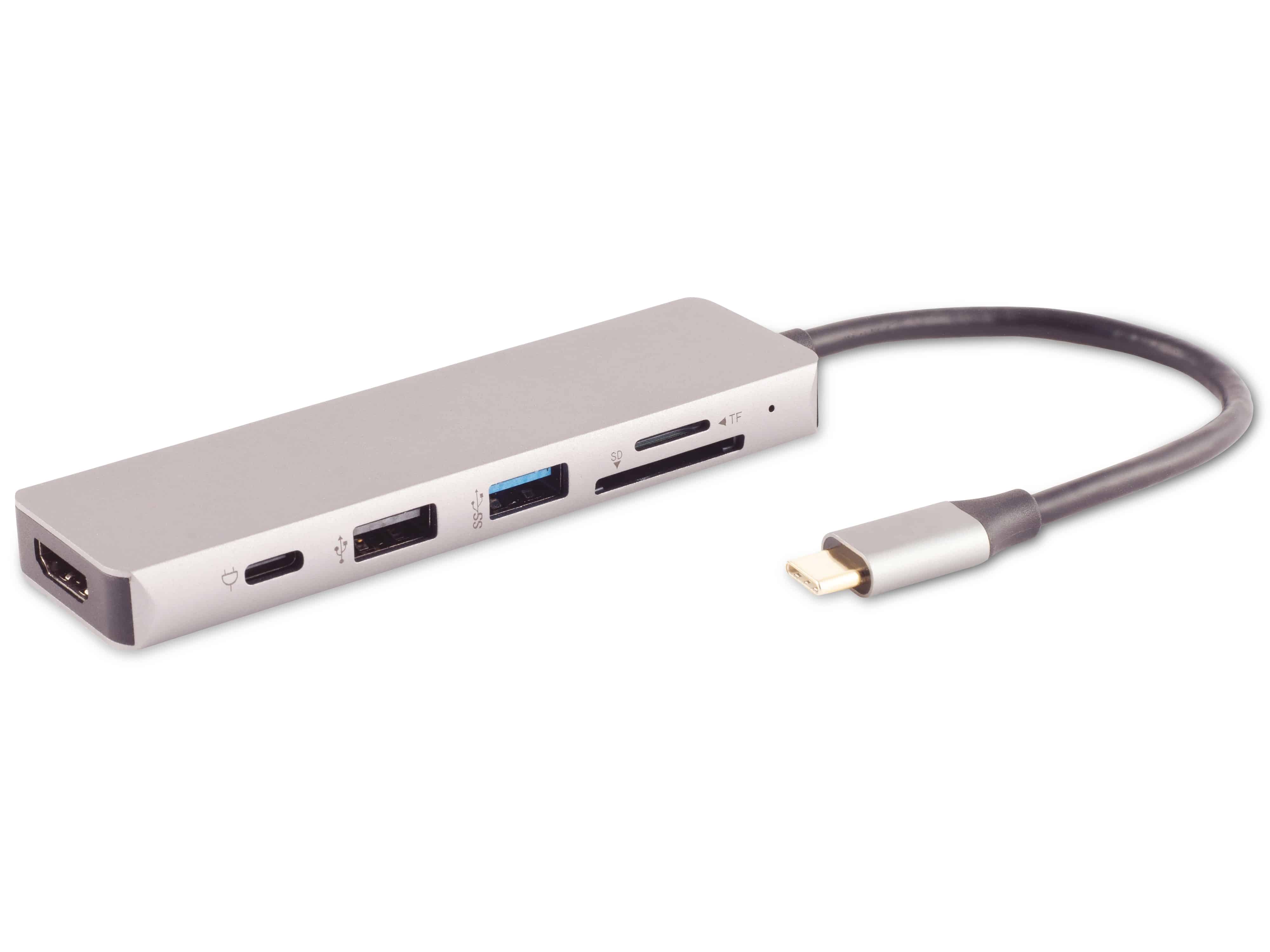 USB-C Dockingstation, 6in1, HDMI, PD, Hub, SD