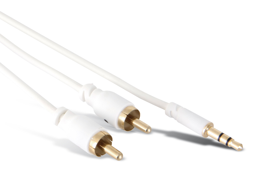 Audio-Adapterkabel, Klinke/Cinch, 1,5 m, weiß