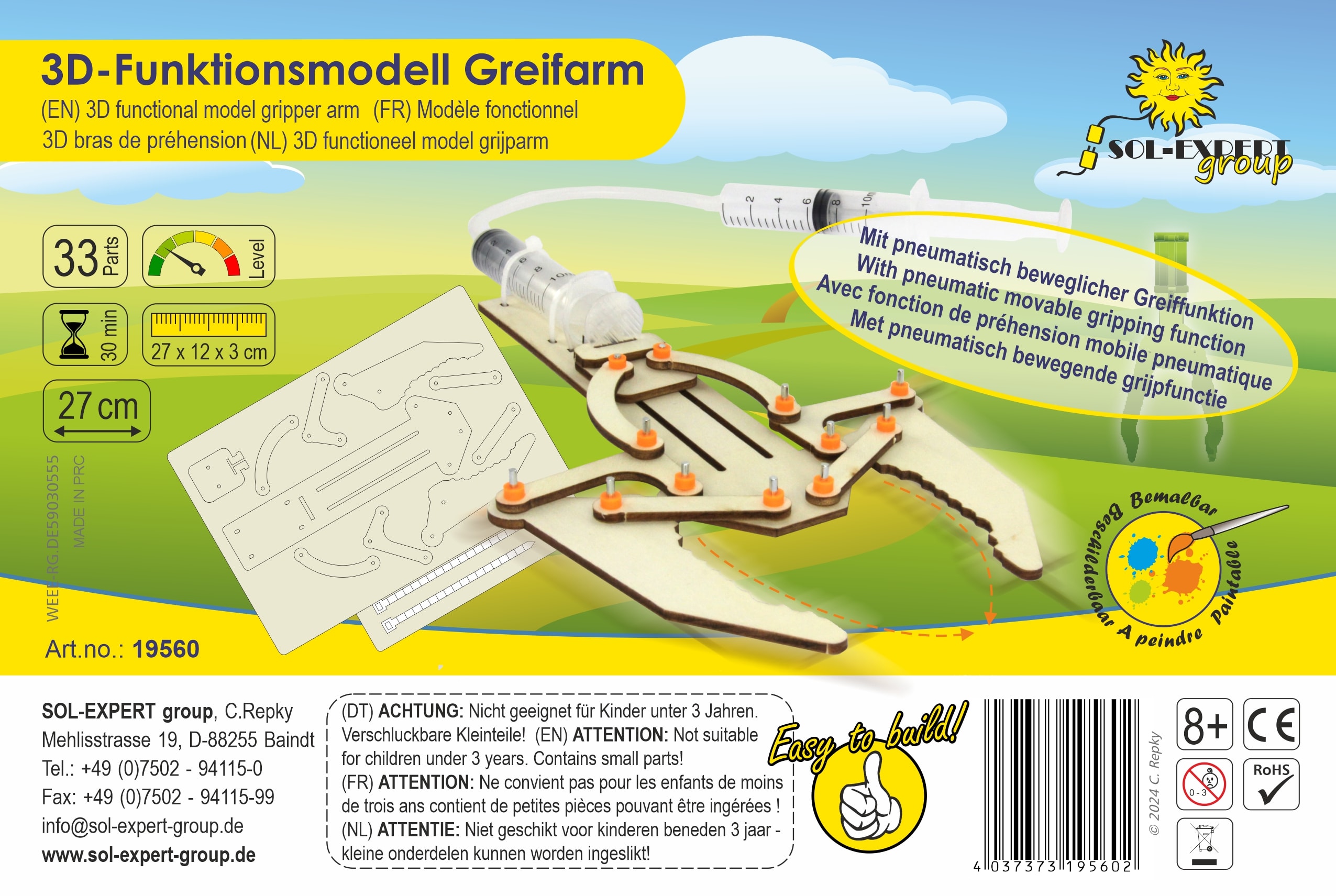SOL-EXPERT Funktionsmodell pneumatisch angetriebener Greifarm